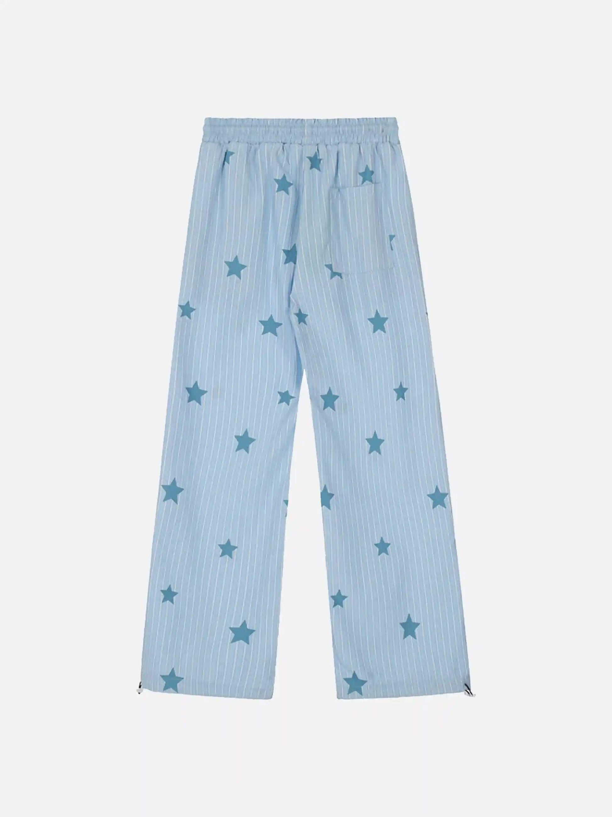 Disguisen Street Retro Star Vertical Stripes Trousers