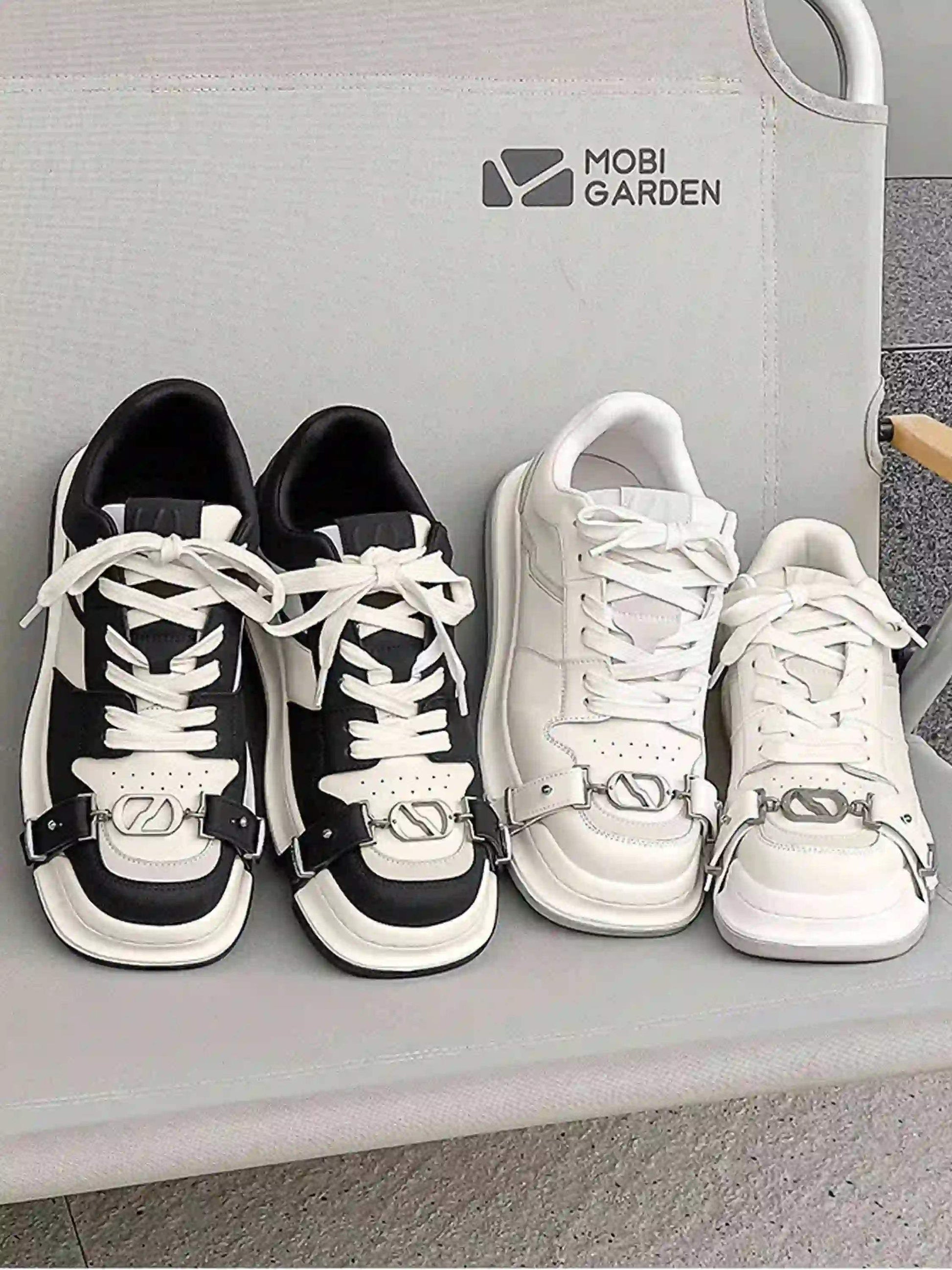 Disguisen Street Lace-Up Low-Top Square Toe Sneakers