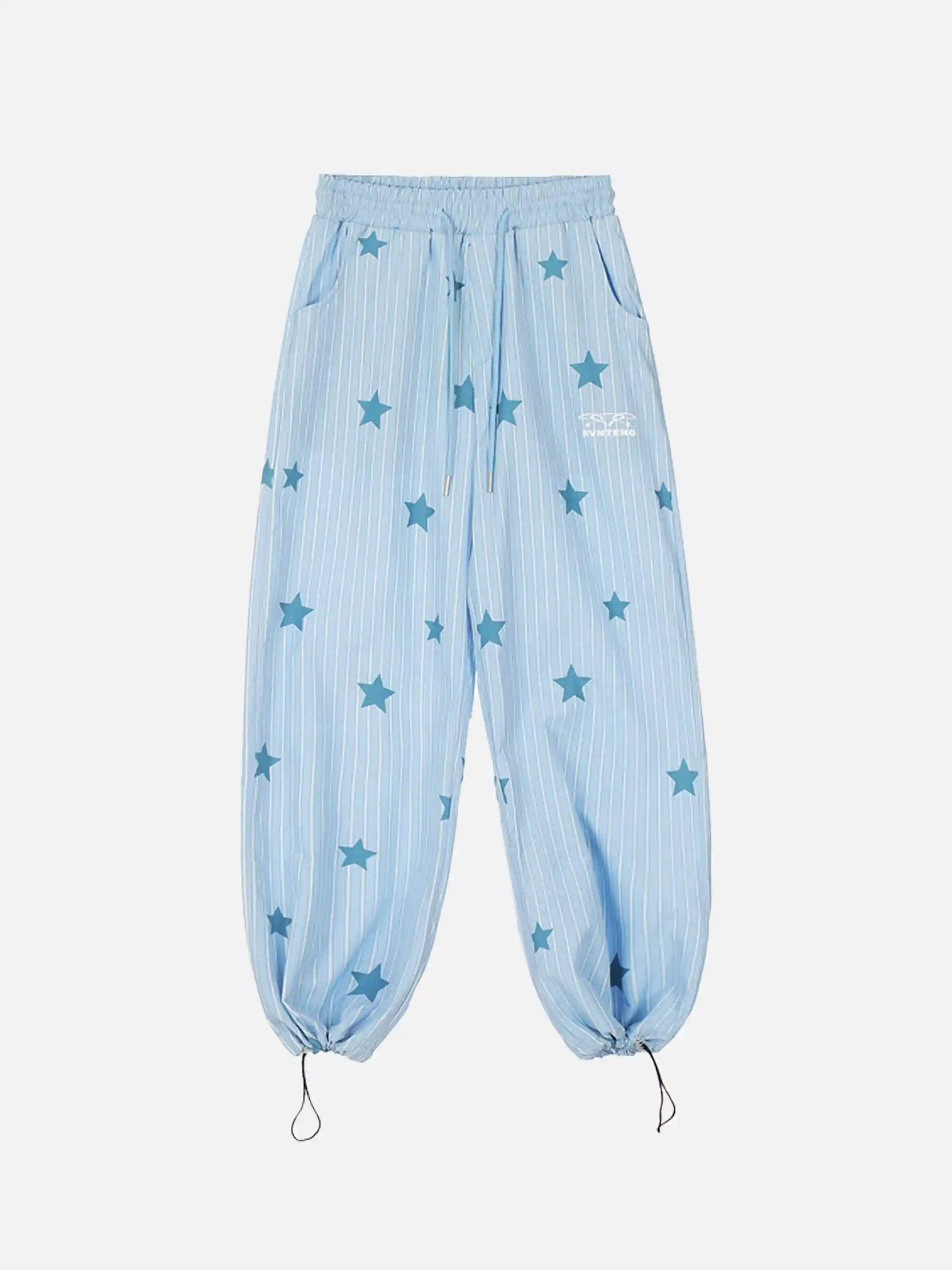 Disguisen Street Retro Star Vertical Stripes Trousers