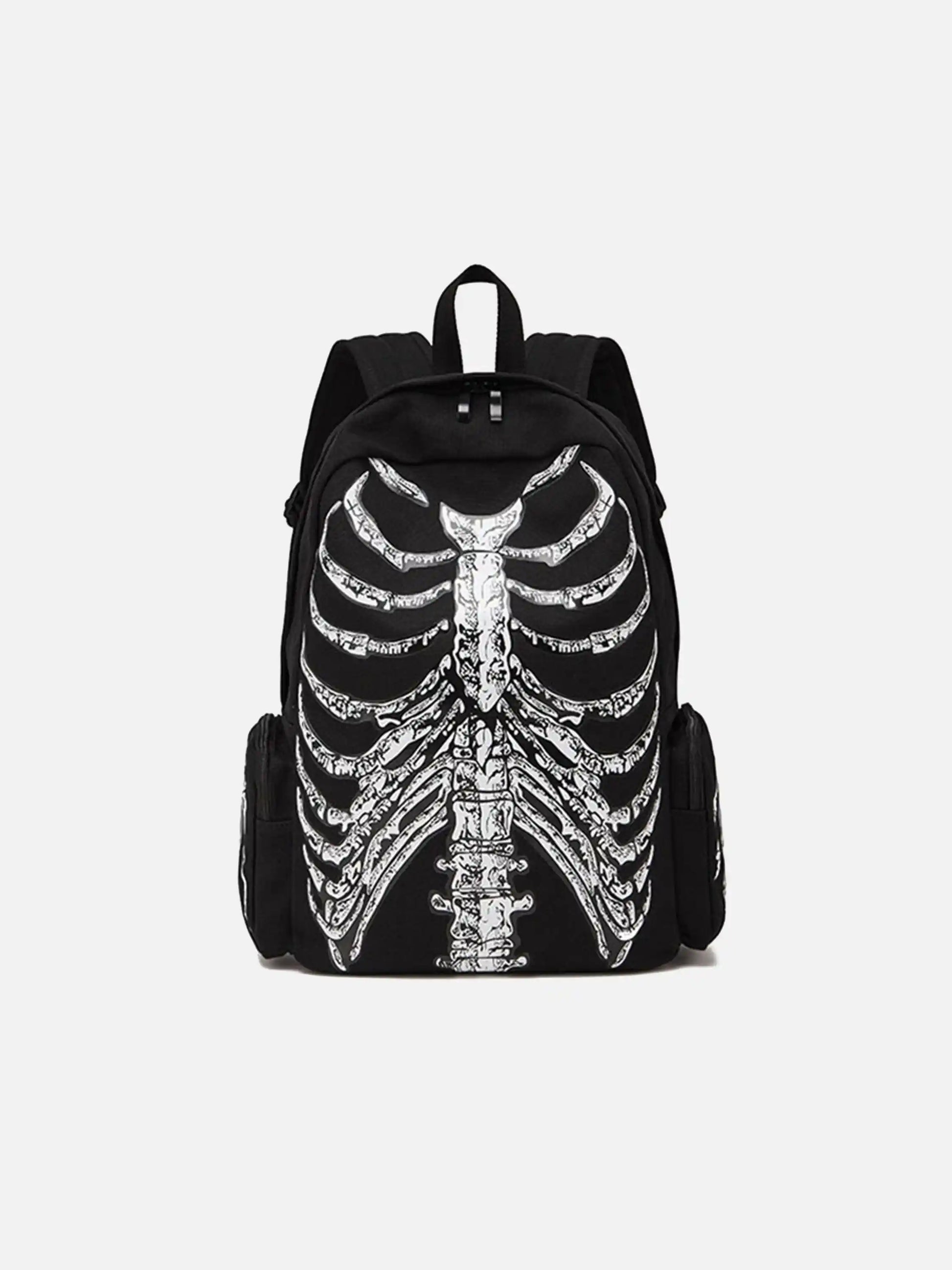 Skeleton Print Canvas Backpack
