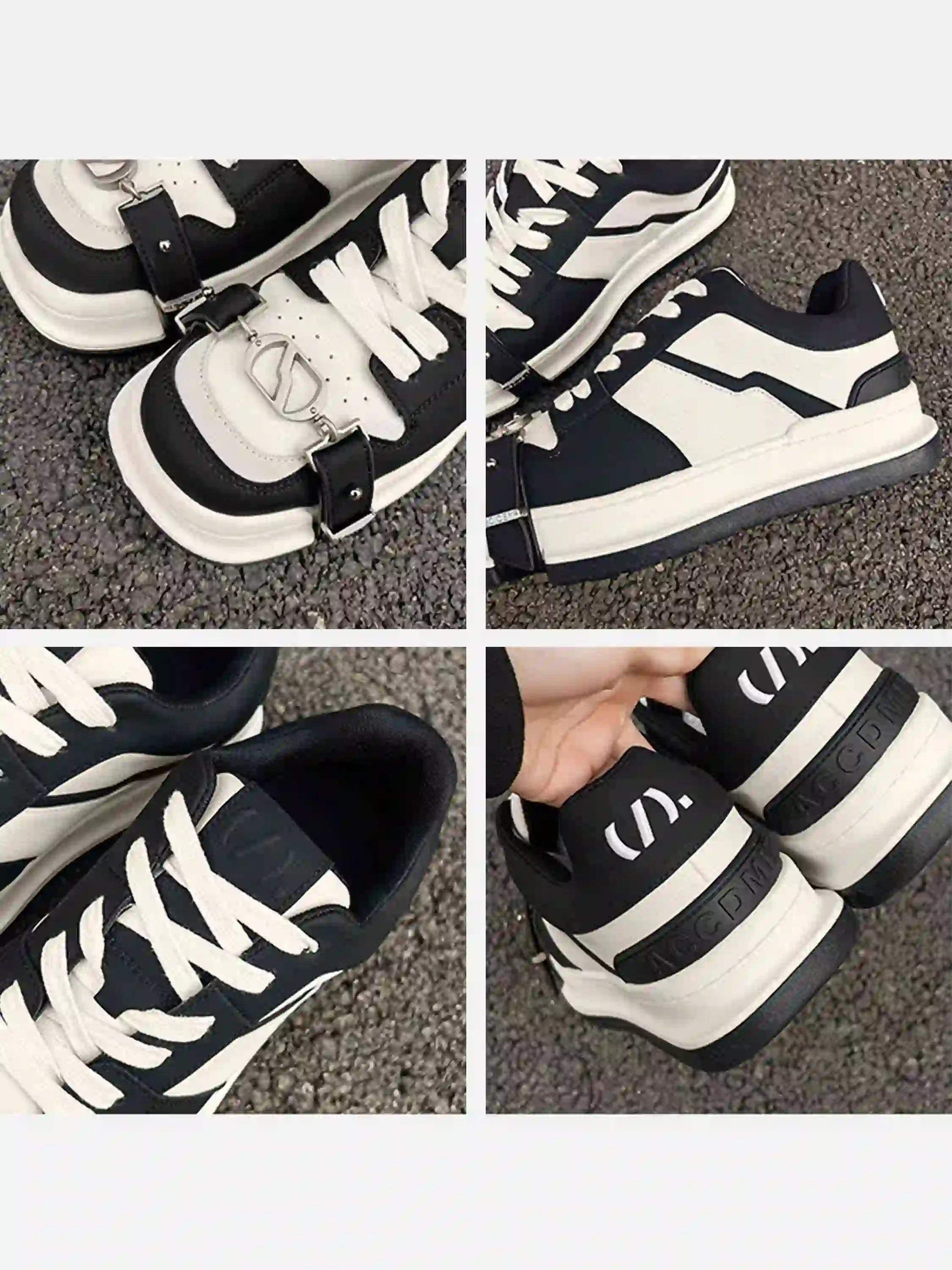 Disguisen Street Lace-Up Low-Top Square Toe Sneakers