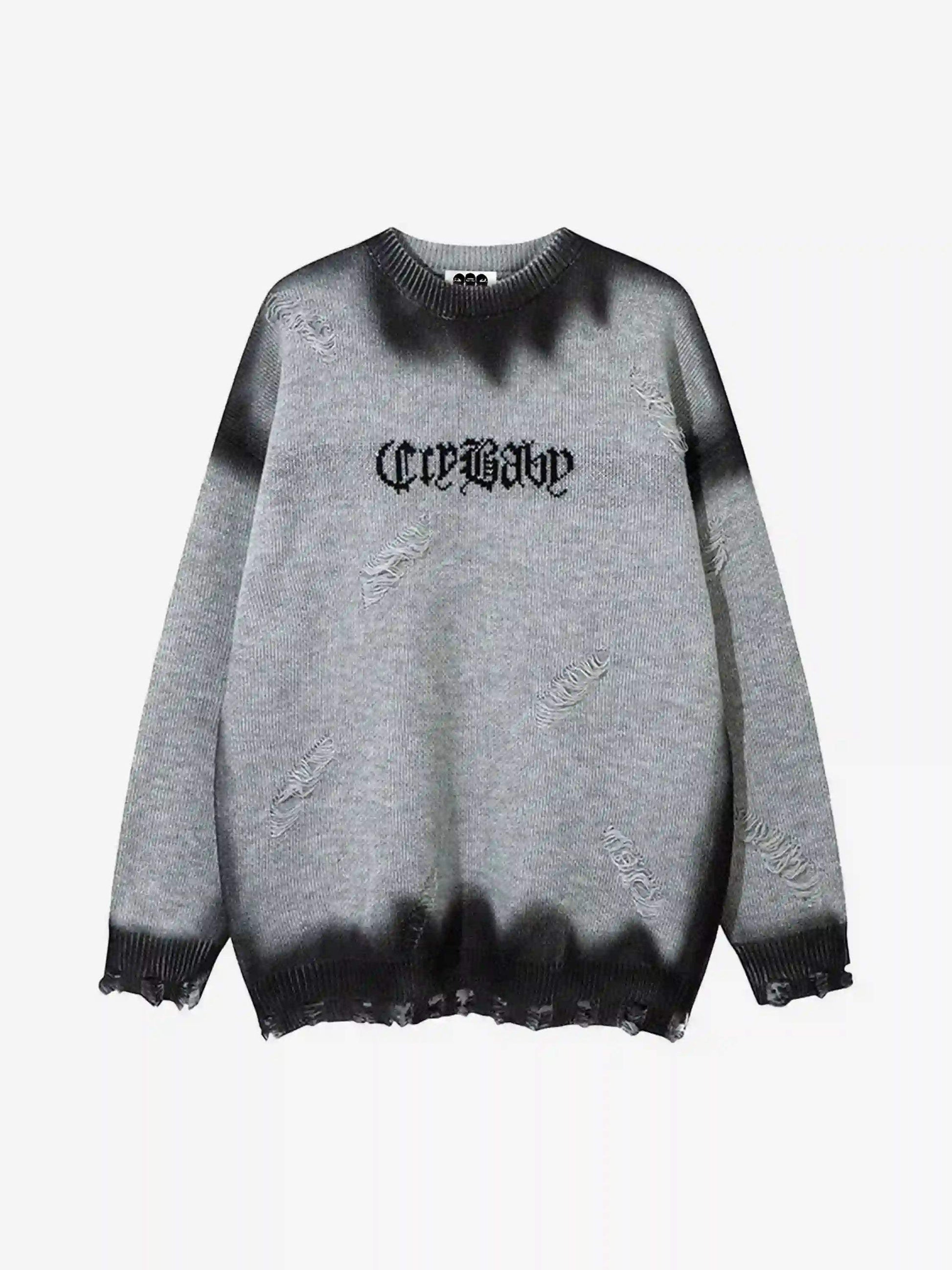 Disguisen High Street Spray-Painted Hole Round Neck Sweater