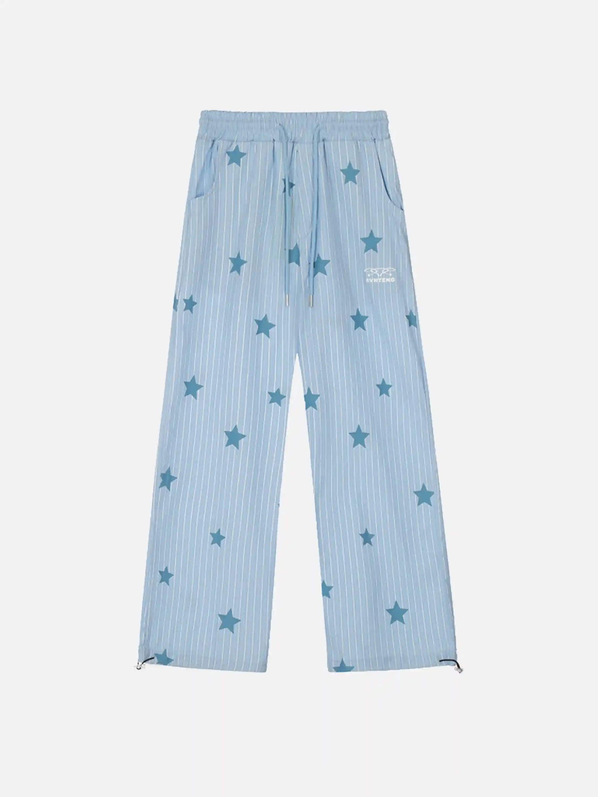 Disguisen Street Retro Star Vertical Stripes Trousers