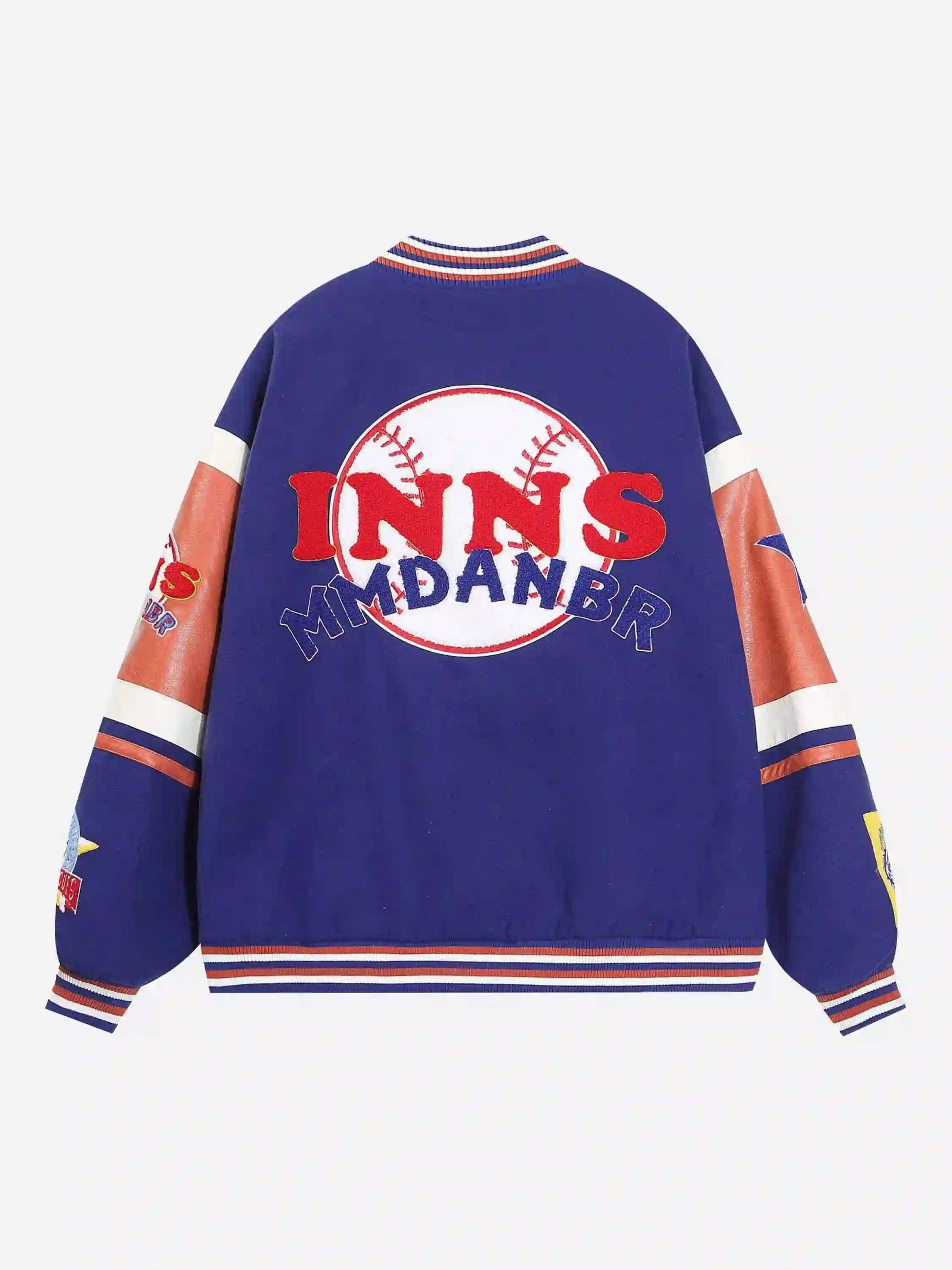 Disguisen Street Patchwork Embroidered Baseball Jacket