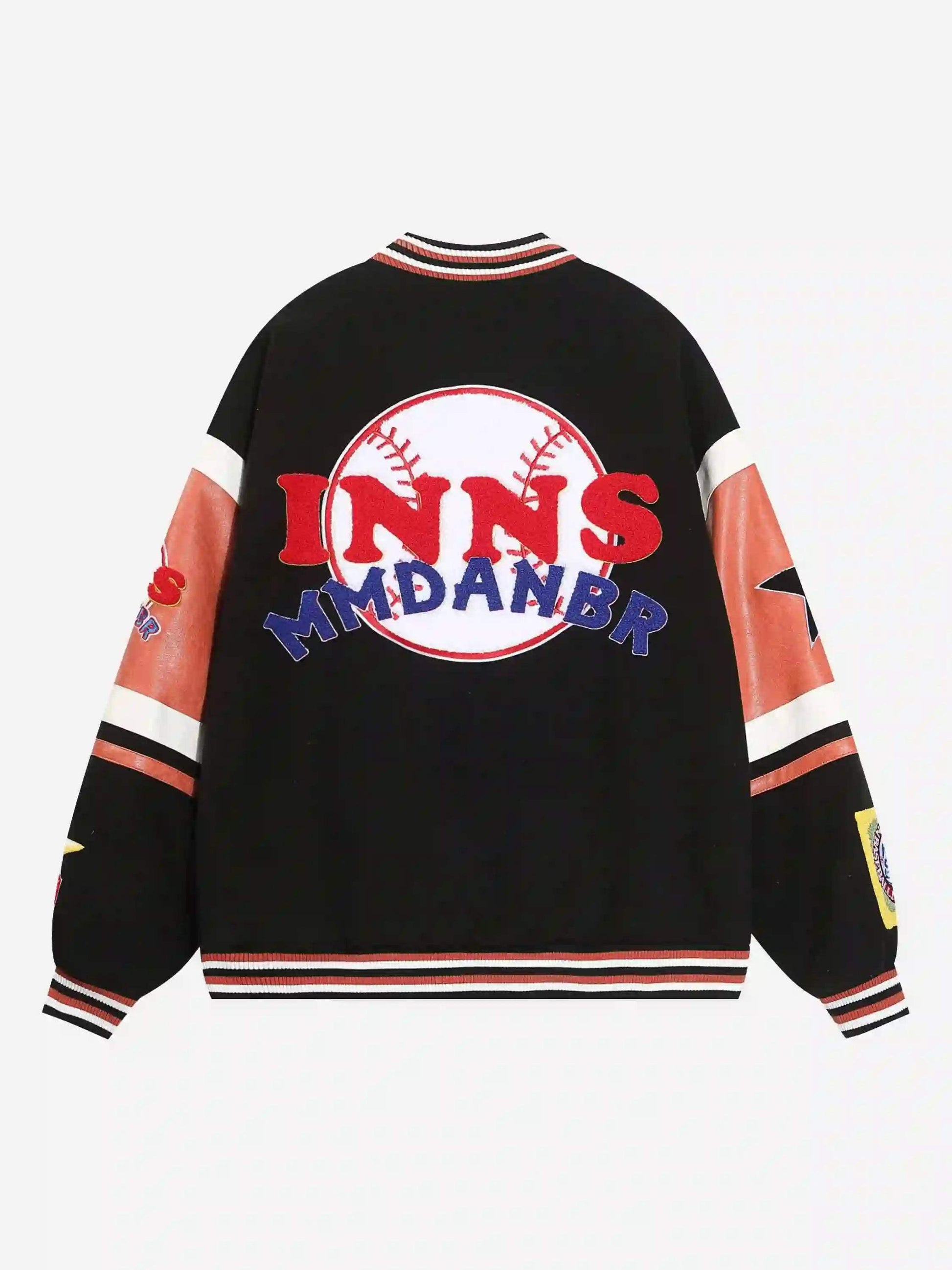 Disguisen Street Patchwork Embroidered Baseball Jacket