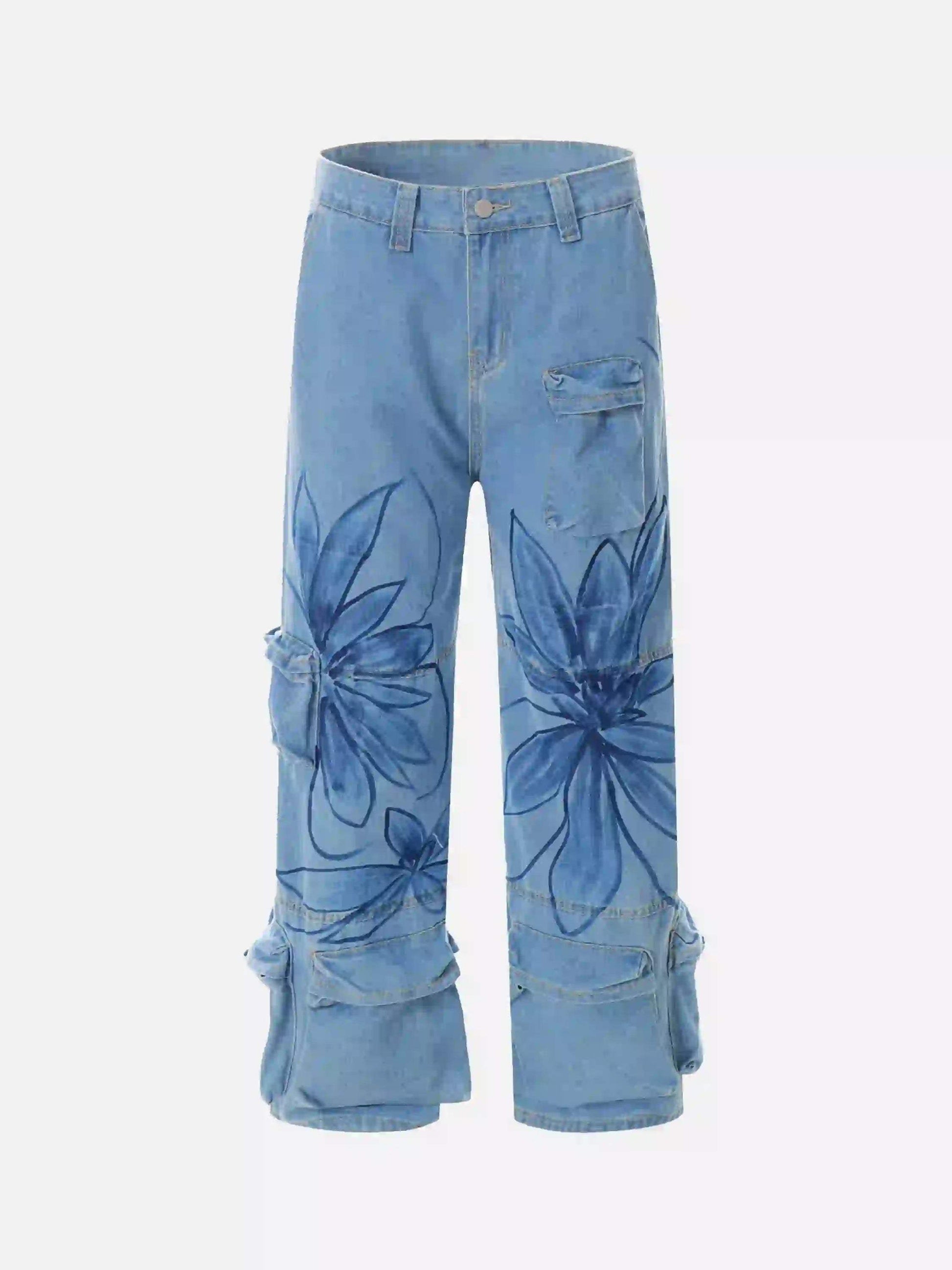 Disguisen Street Hand-Painted Graffiti Wide-Leg Jeans