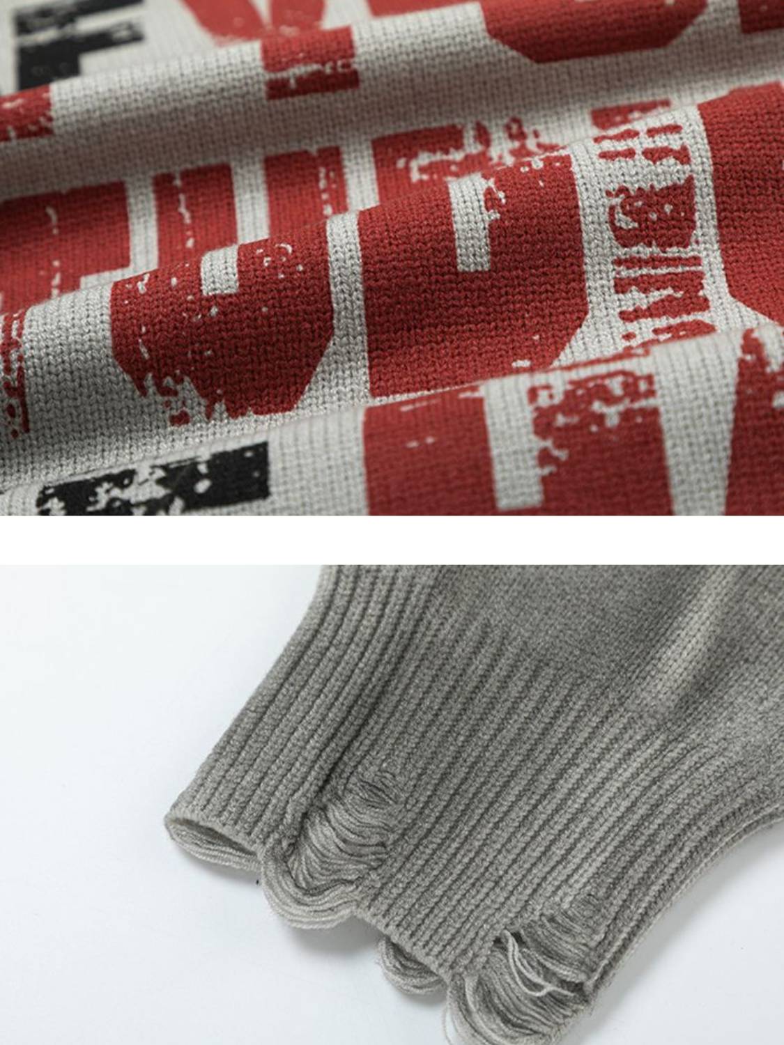 High Street Ripped Letter Print Sweater
