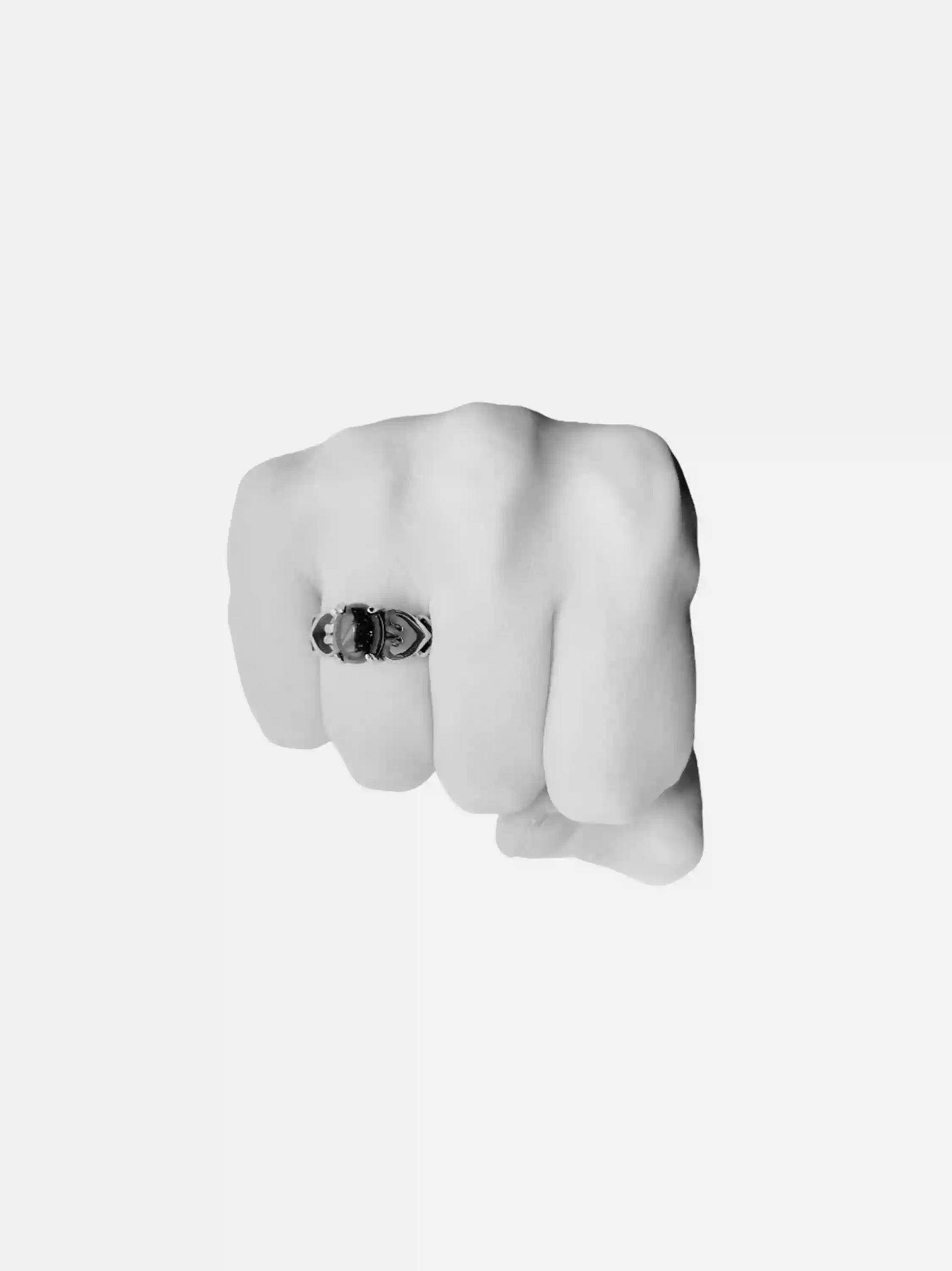 Hollow Heart Gemstone Ring