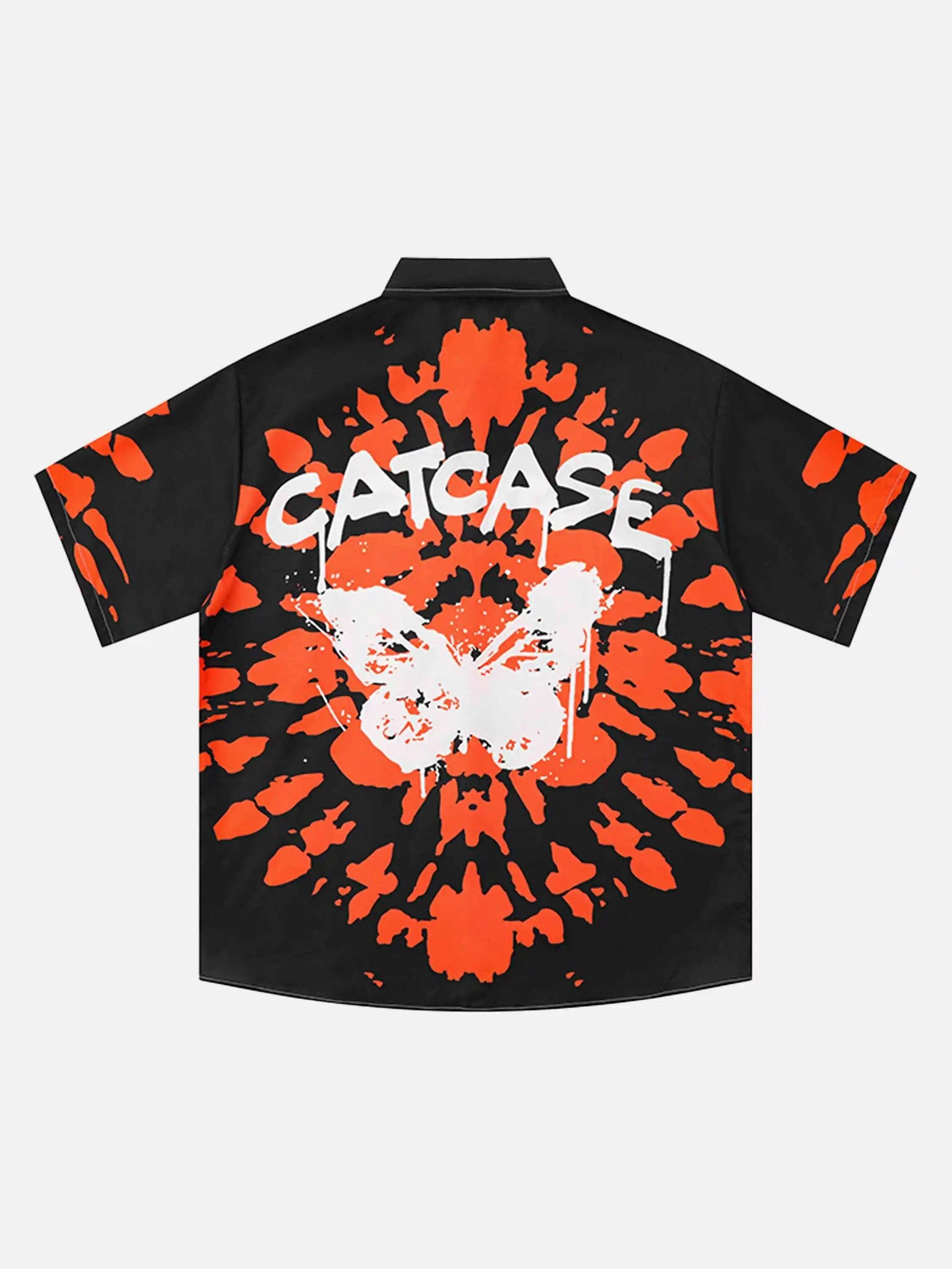 Disguisen Faux Tie-Dye Print Short-Sleeved Hip-Hop Shirt