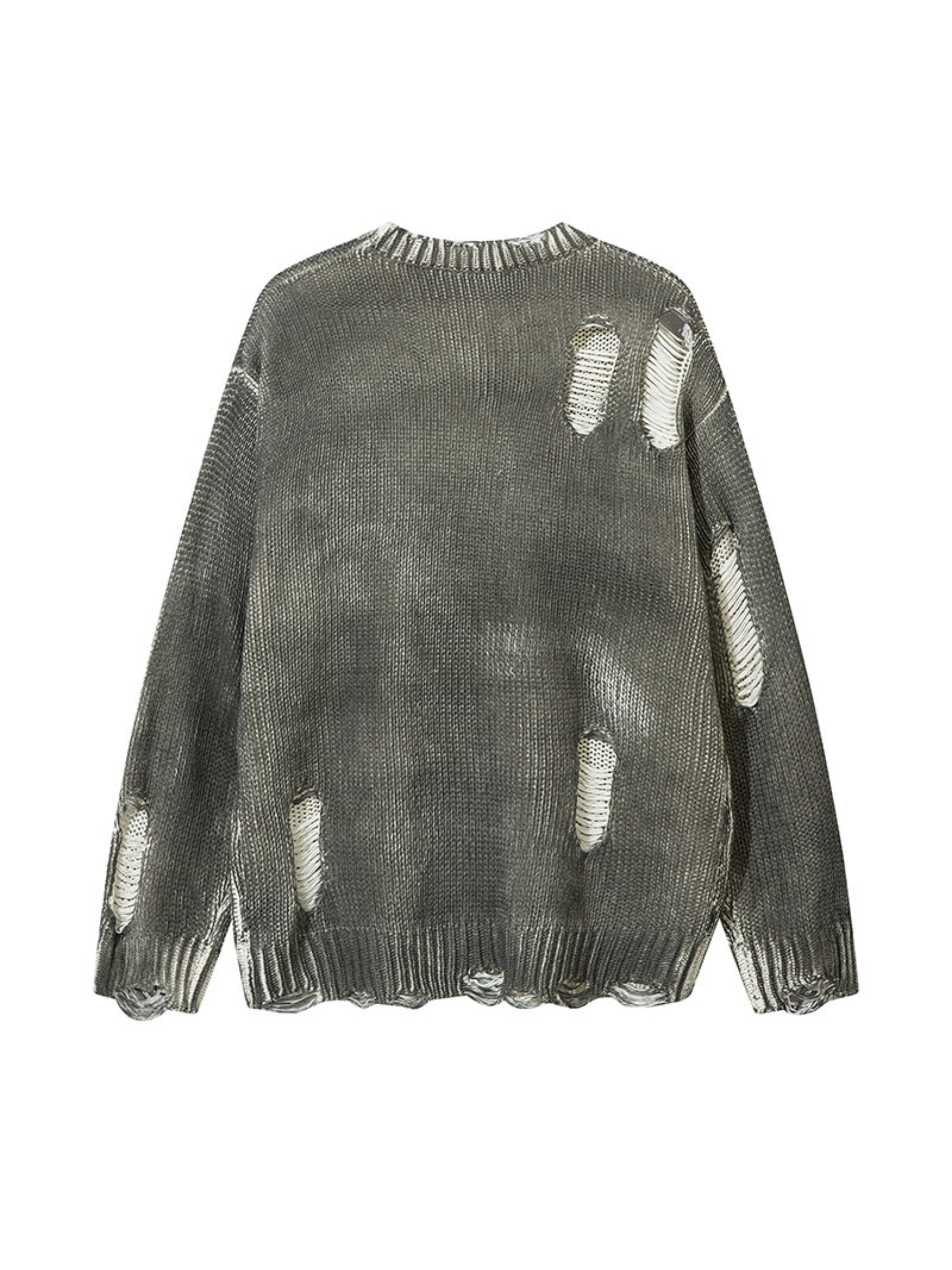 Irregular Ripped Round Neck Sweater