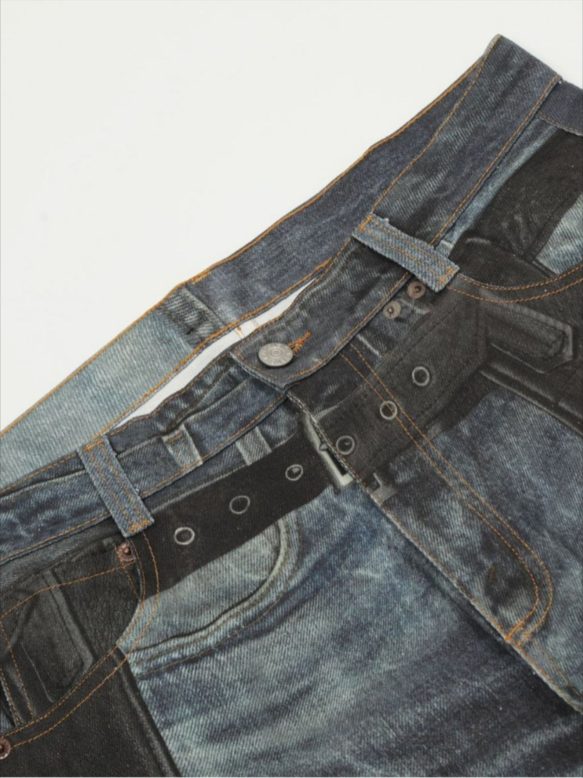 Digital 3D Printed Fake Two Pair Jeans