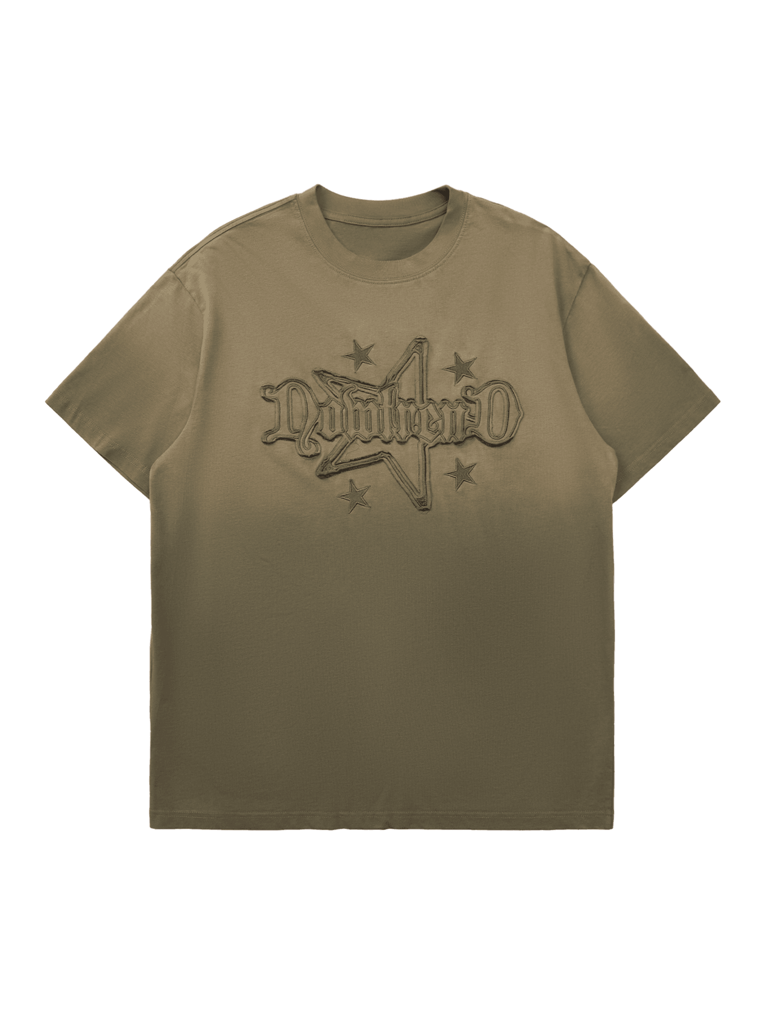 Disguisen Retro Gradient Star Applique Embroidery Street Rap T-Shirt
