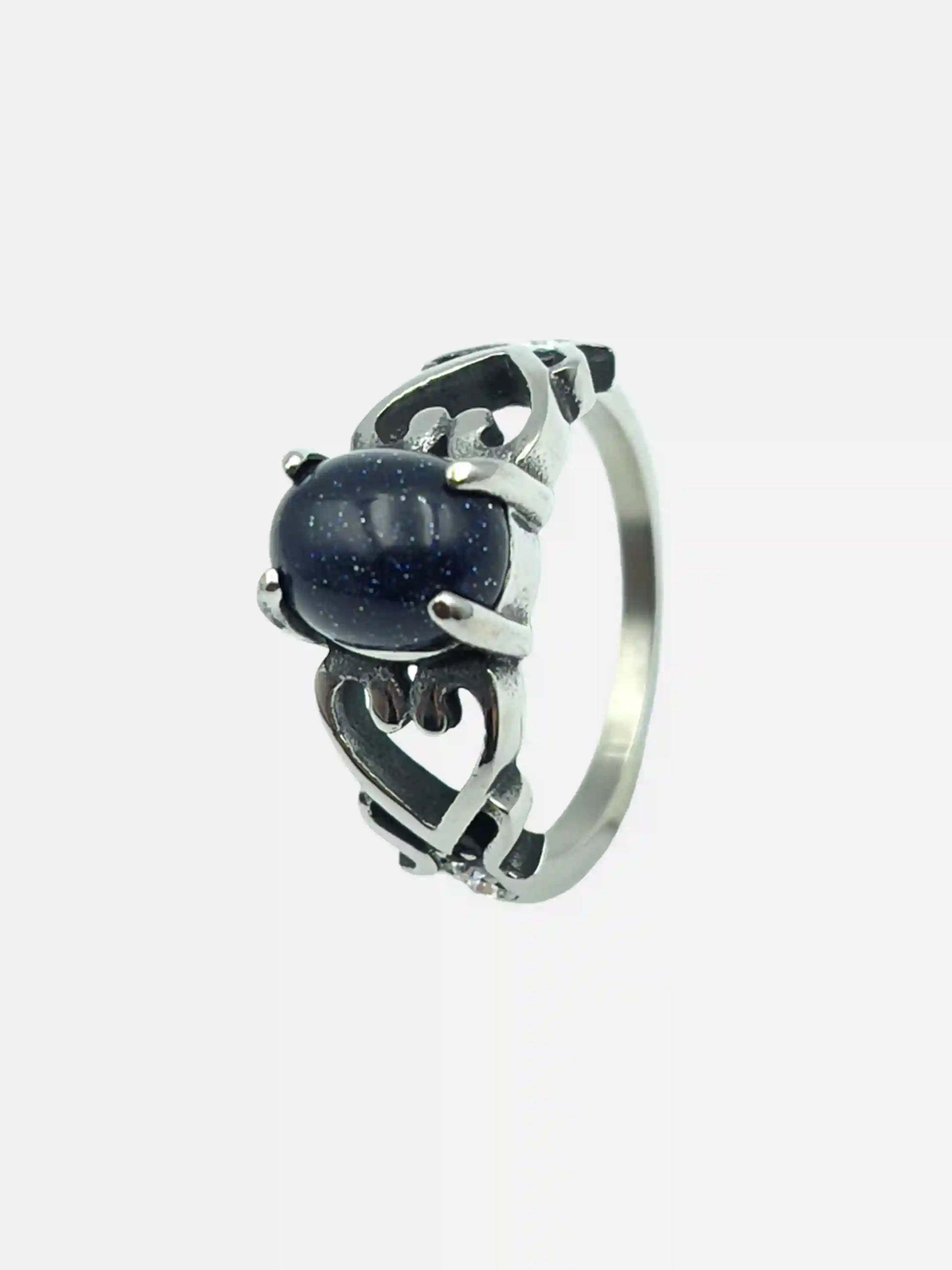 Hollow Heart Gemstone Ring