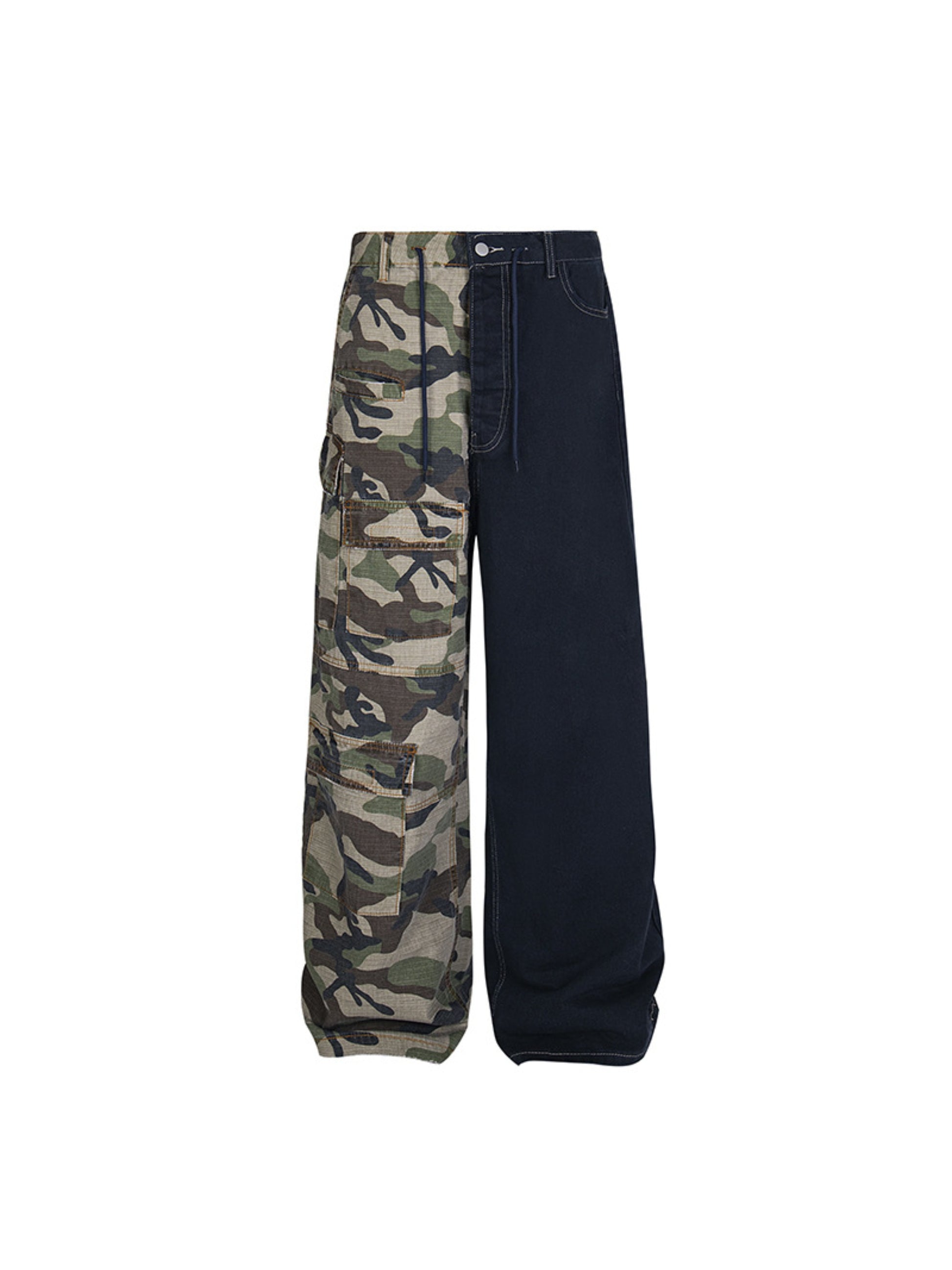 Multi-pocket Camouflage Double-stitched Drawstring Jeans