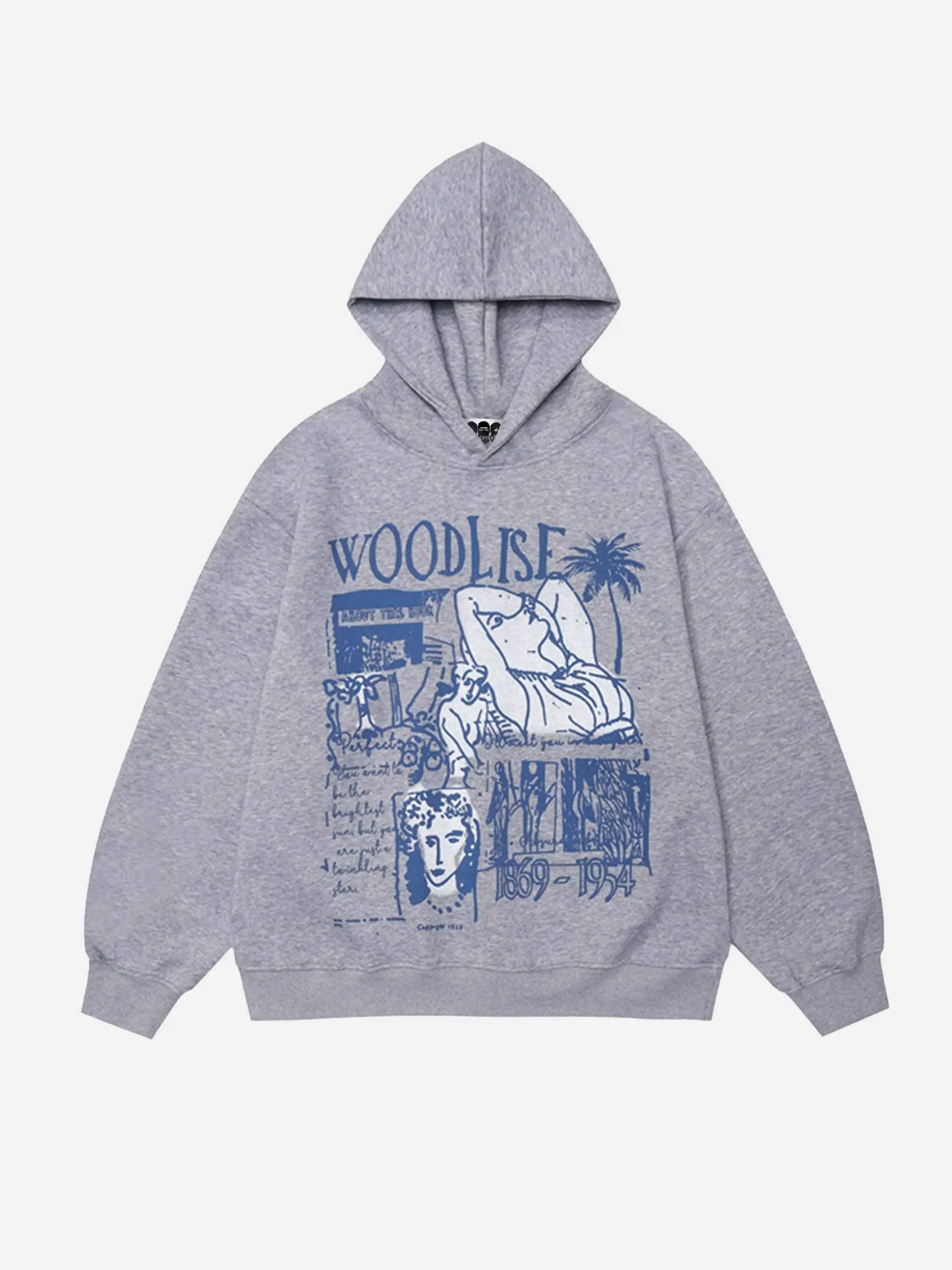 Disguisen Street Hand-Painted Graffiti Cartoon Print Hoodie
