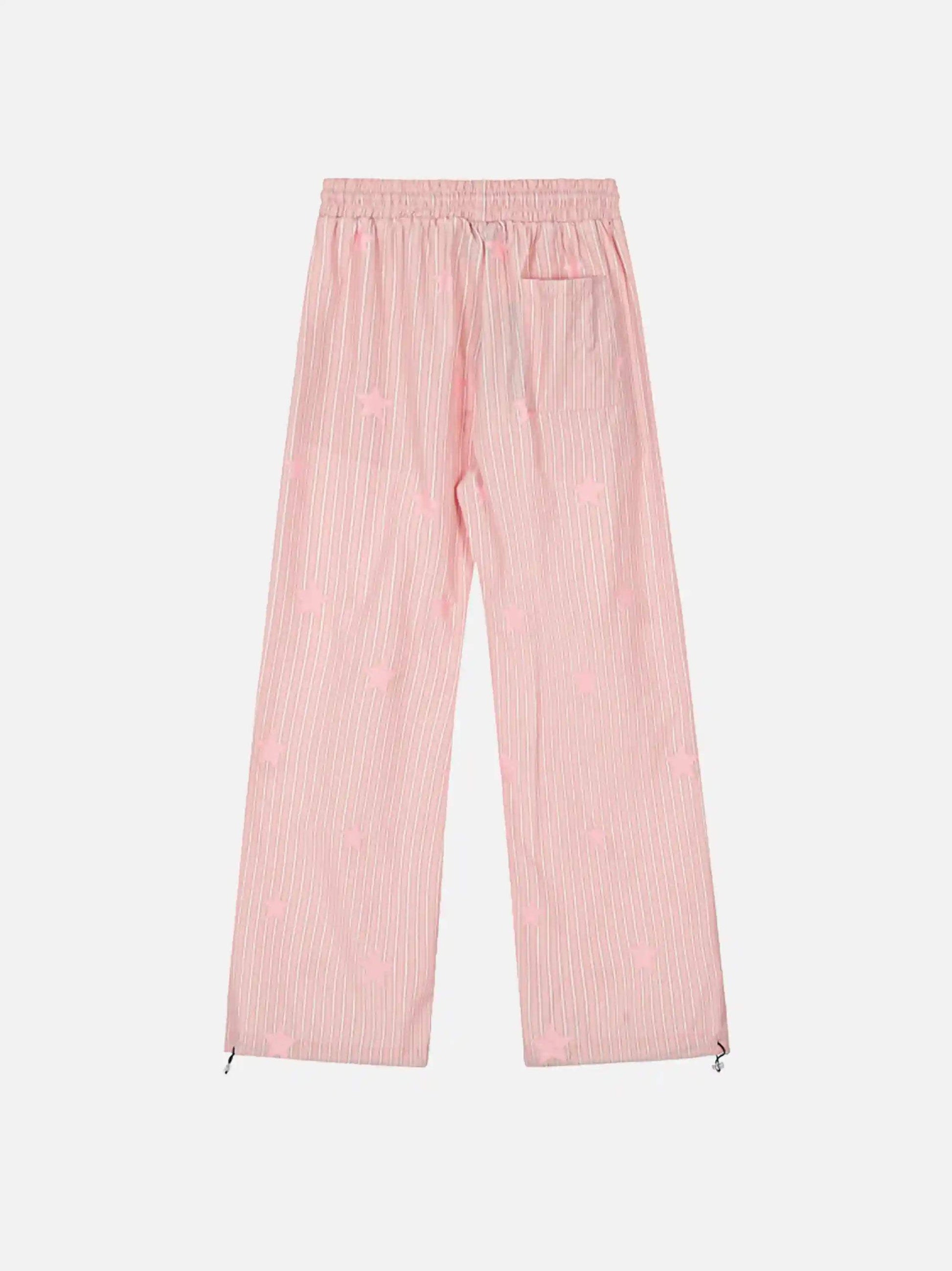 Disguisen Street Retro Star Vertical Stripes Trousers