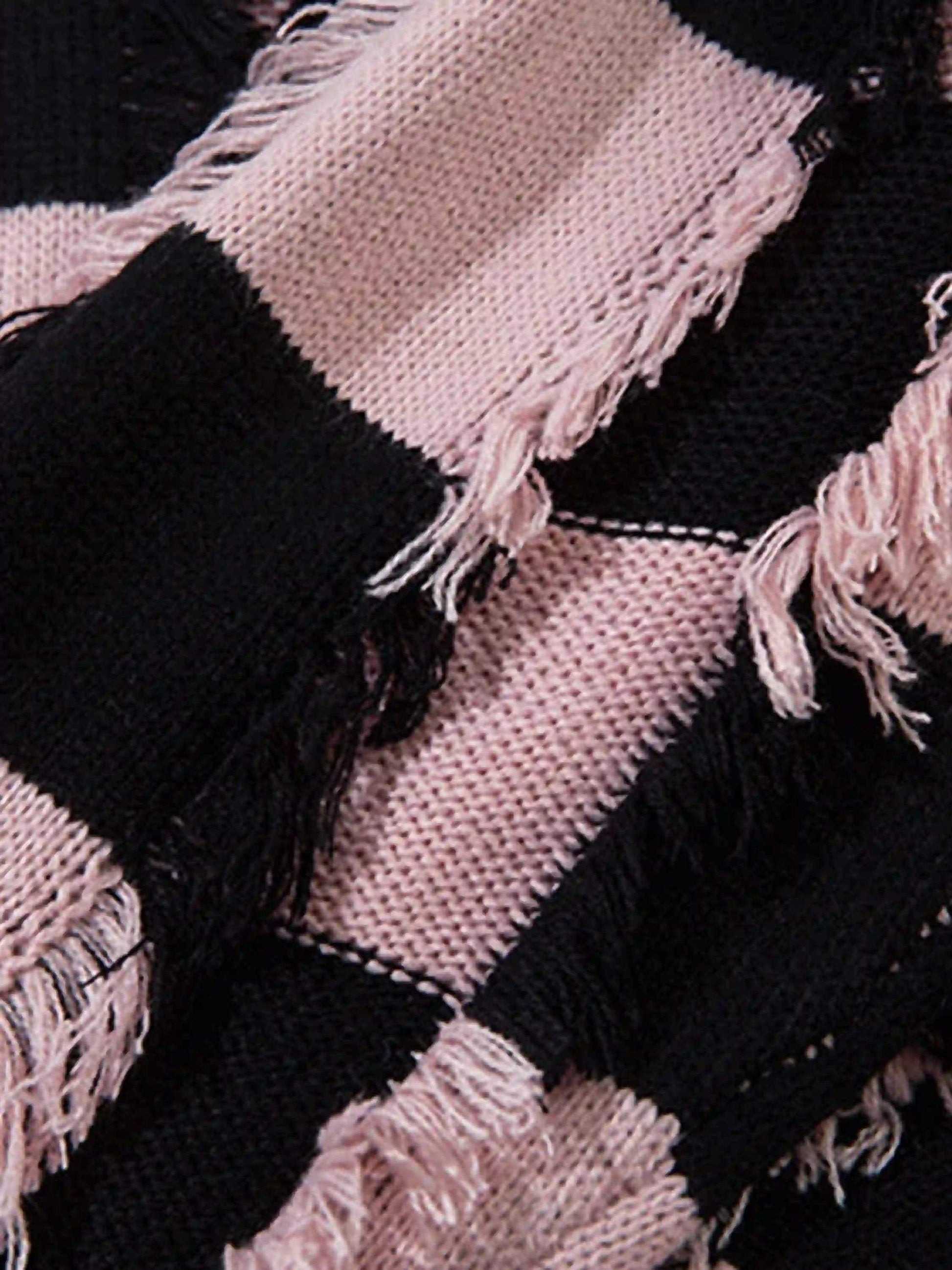 Disguisen Street Star Stripe Whisker Ripped Crew Neck Sweater