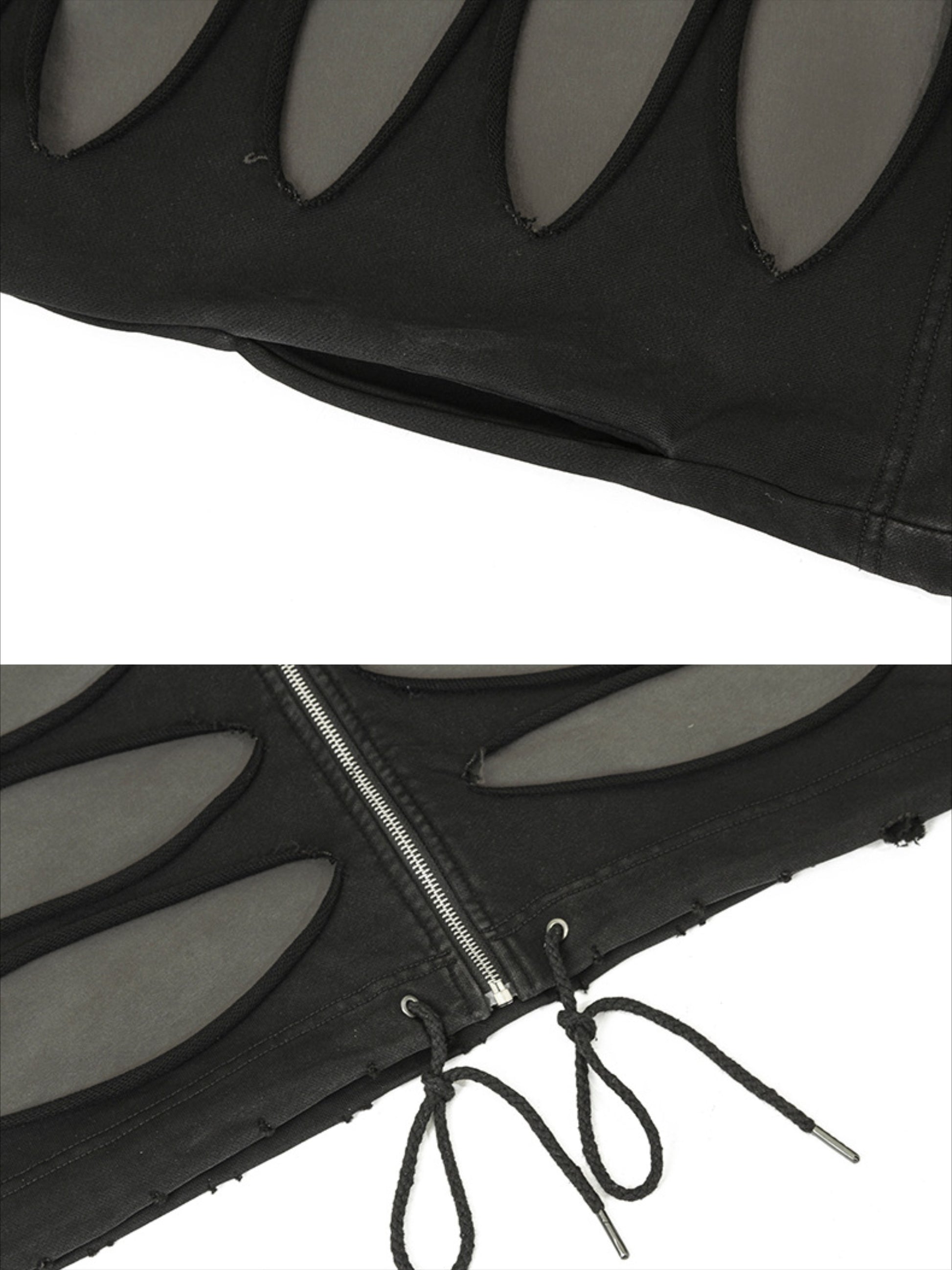 Hollow Hole Zipper Hoodie