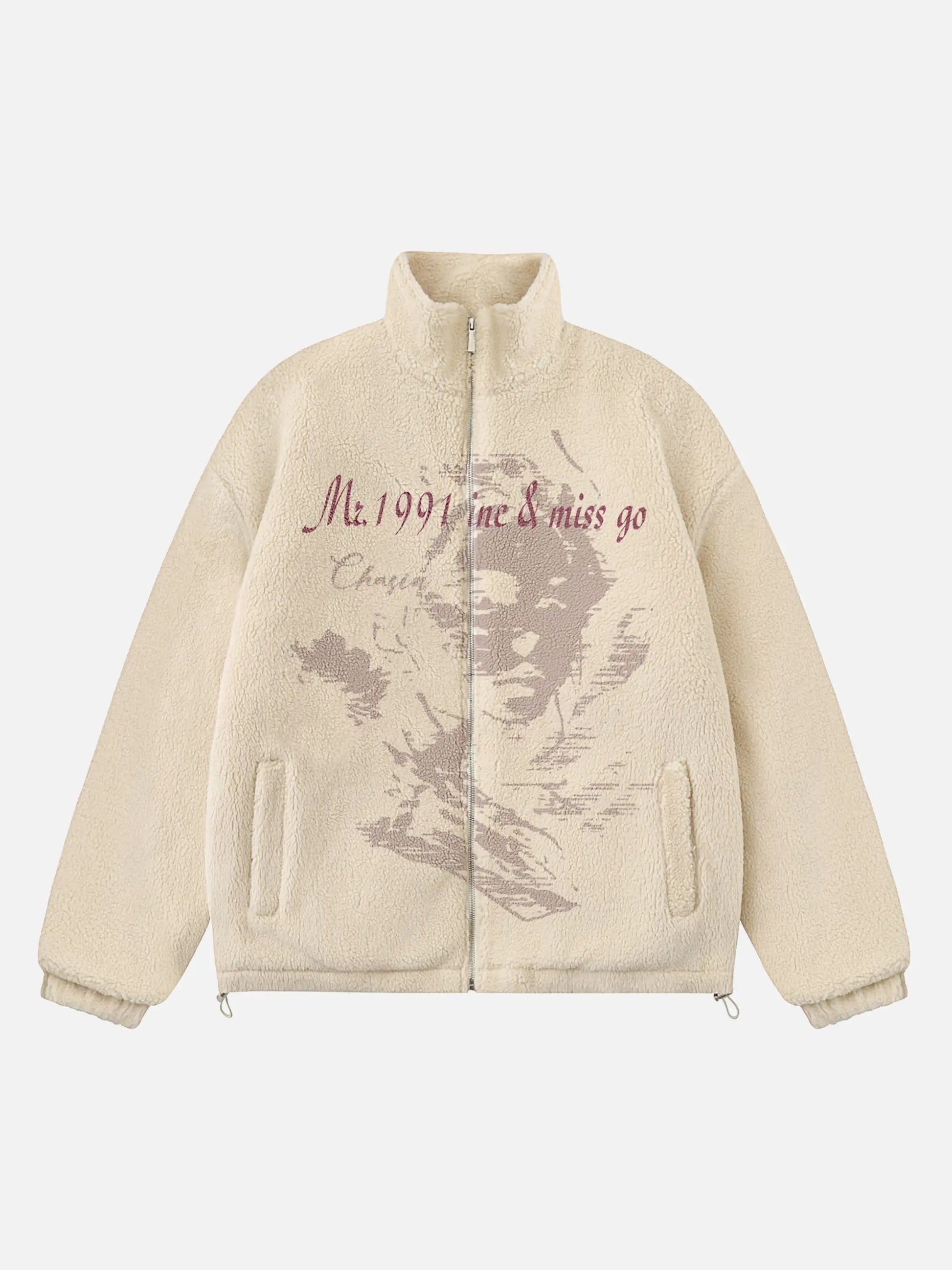 Vintage Character Print Sherpa Coat