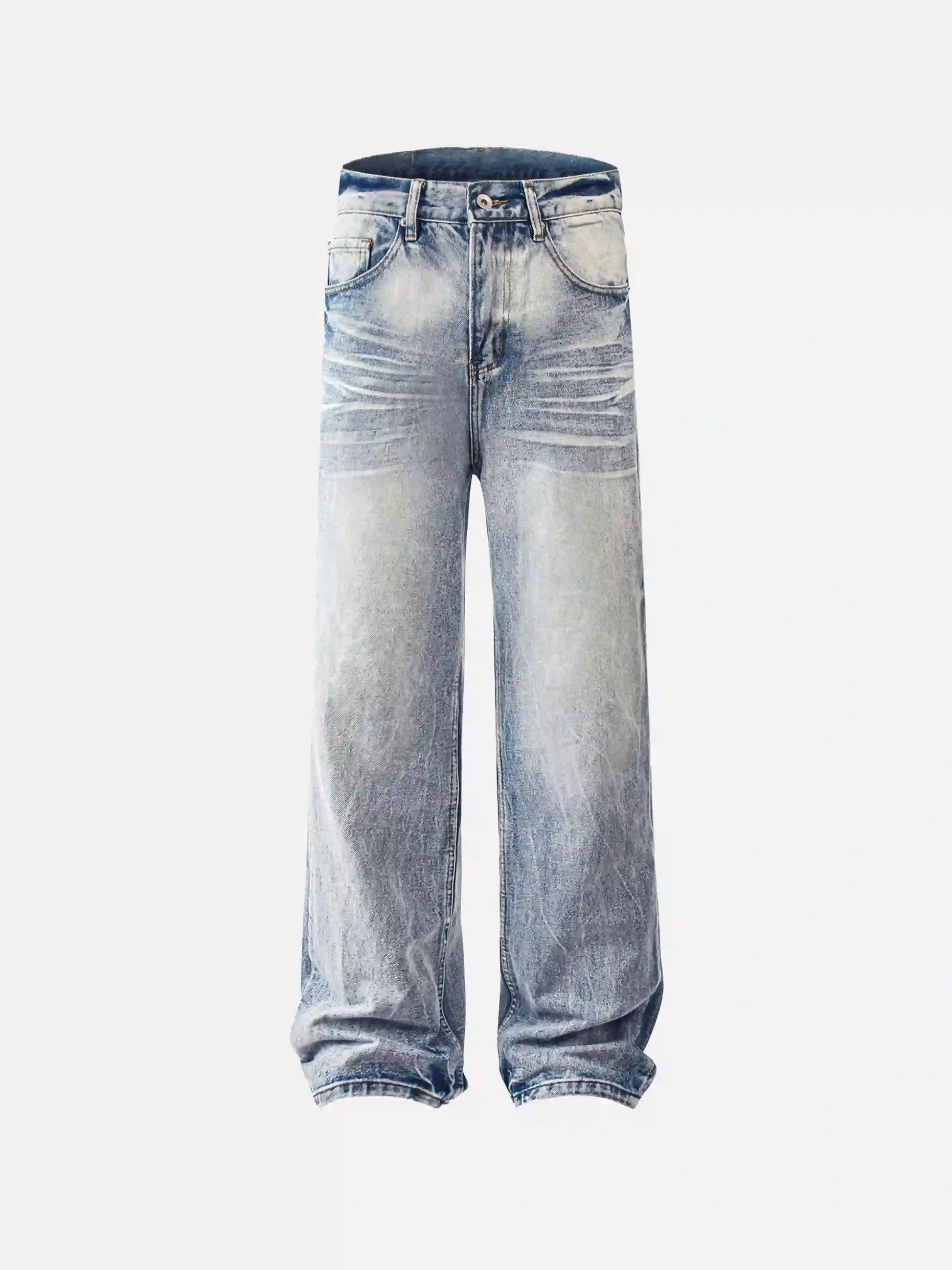 Vintage Distressed Washed Straight Jeans