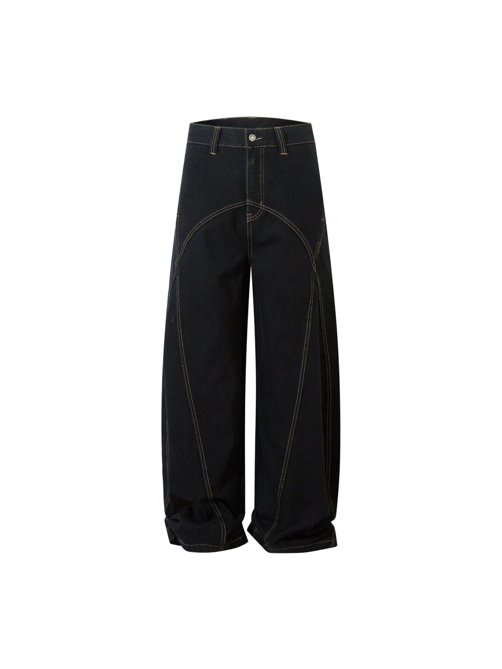 Topstitched wide-leg Black Jeans