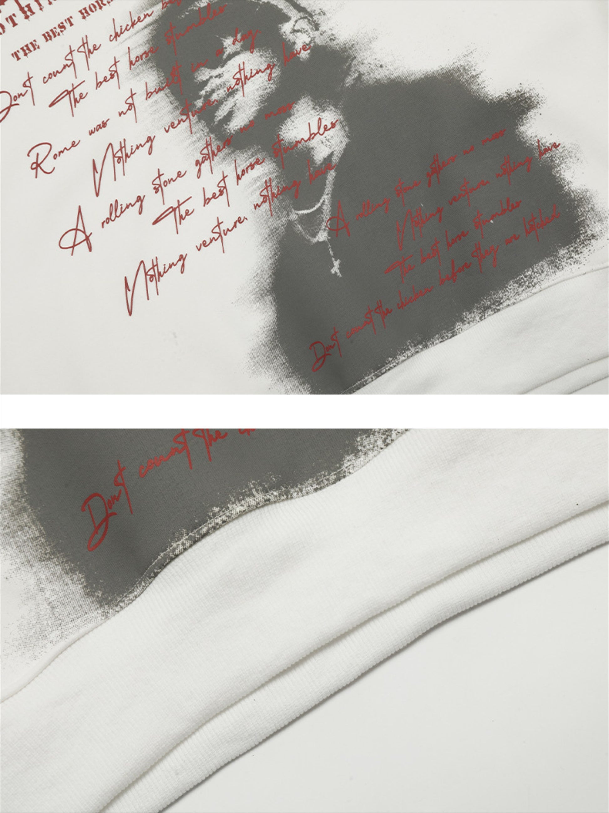 High Street Washed Print Hoodie