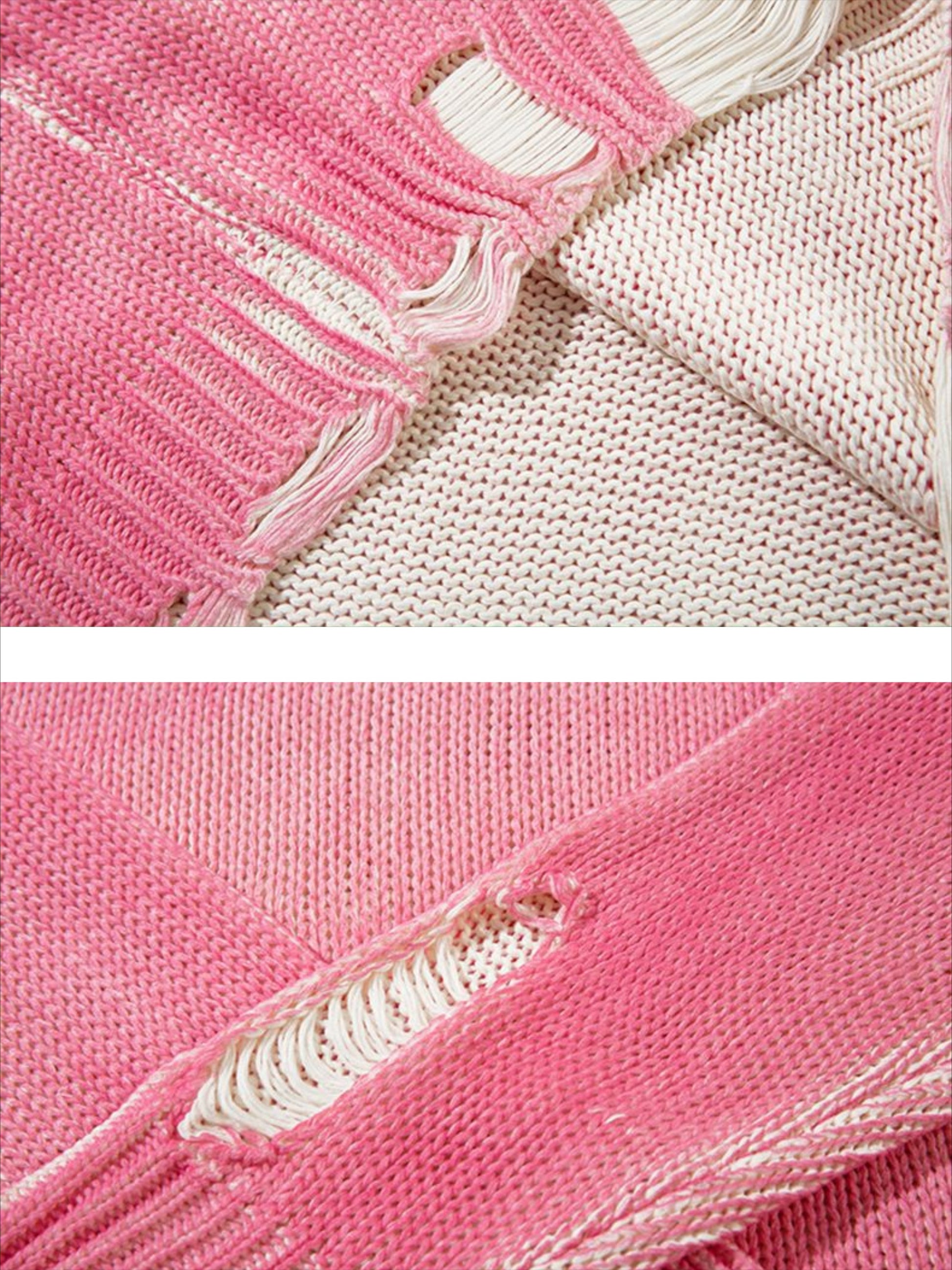 Irregular Ripped Round Neck Sweater