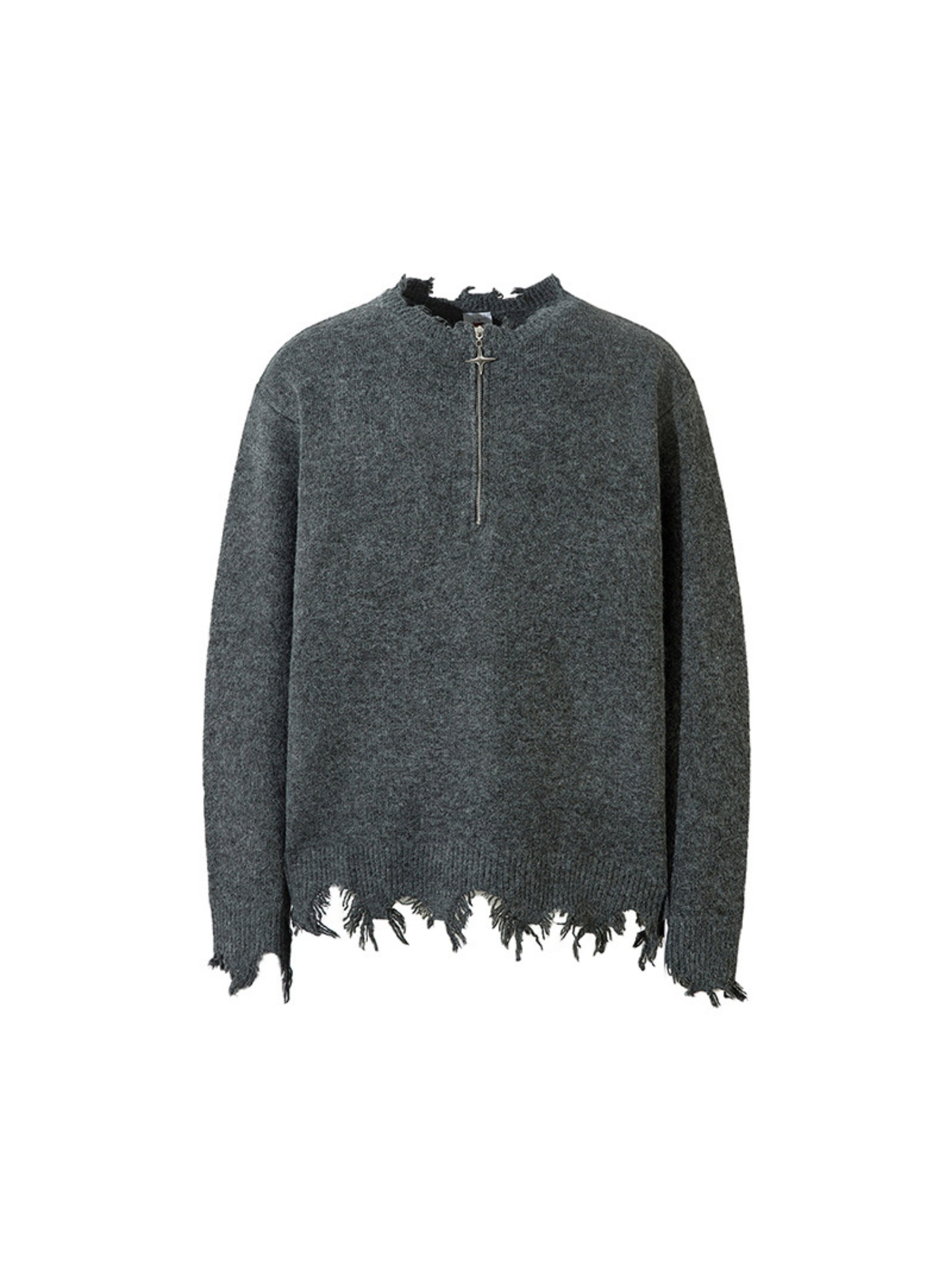 Solid Color Half Zipper Sweater