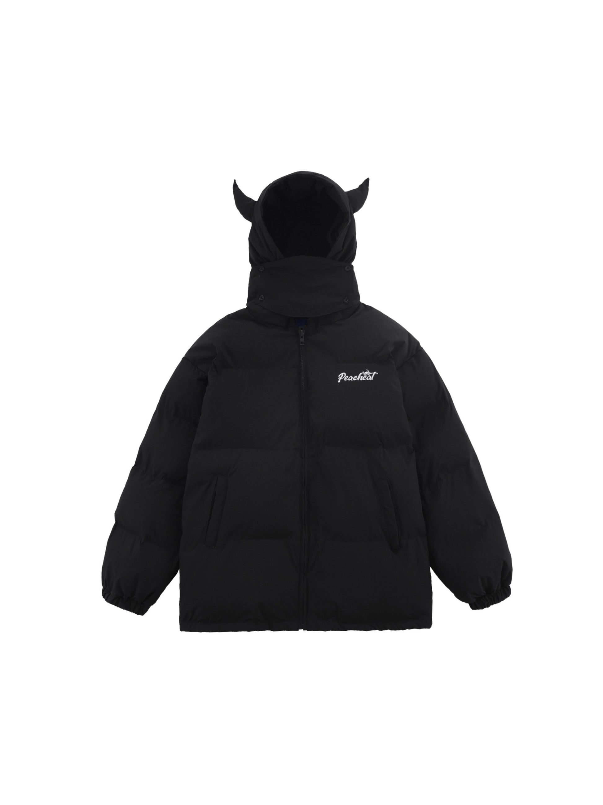 Horn Half-covered Hooded Puffer Coat