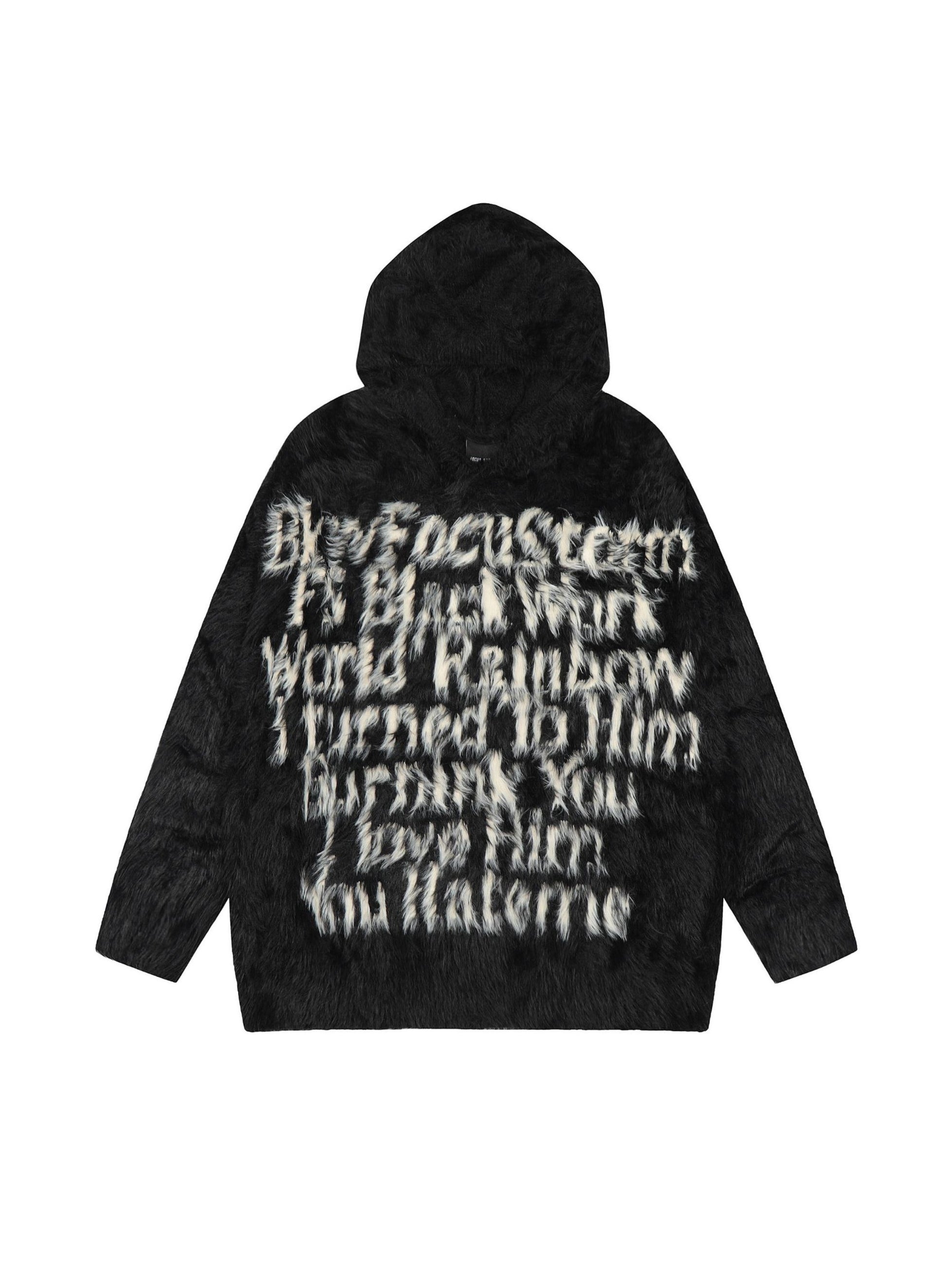 Vintage Lettering Seahorse Fur Hoodie