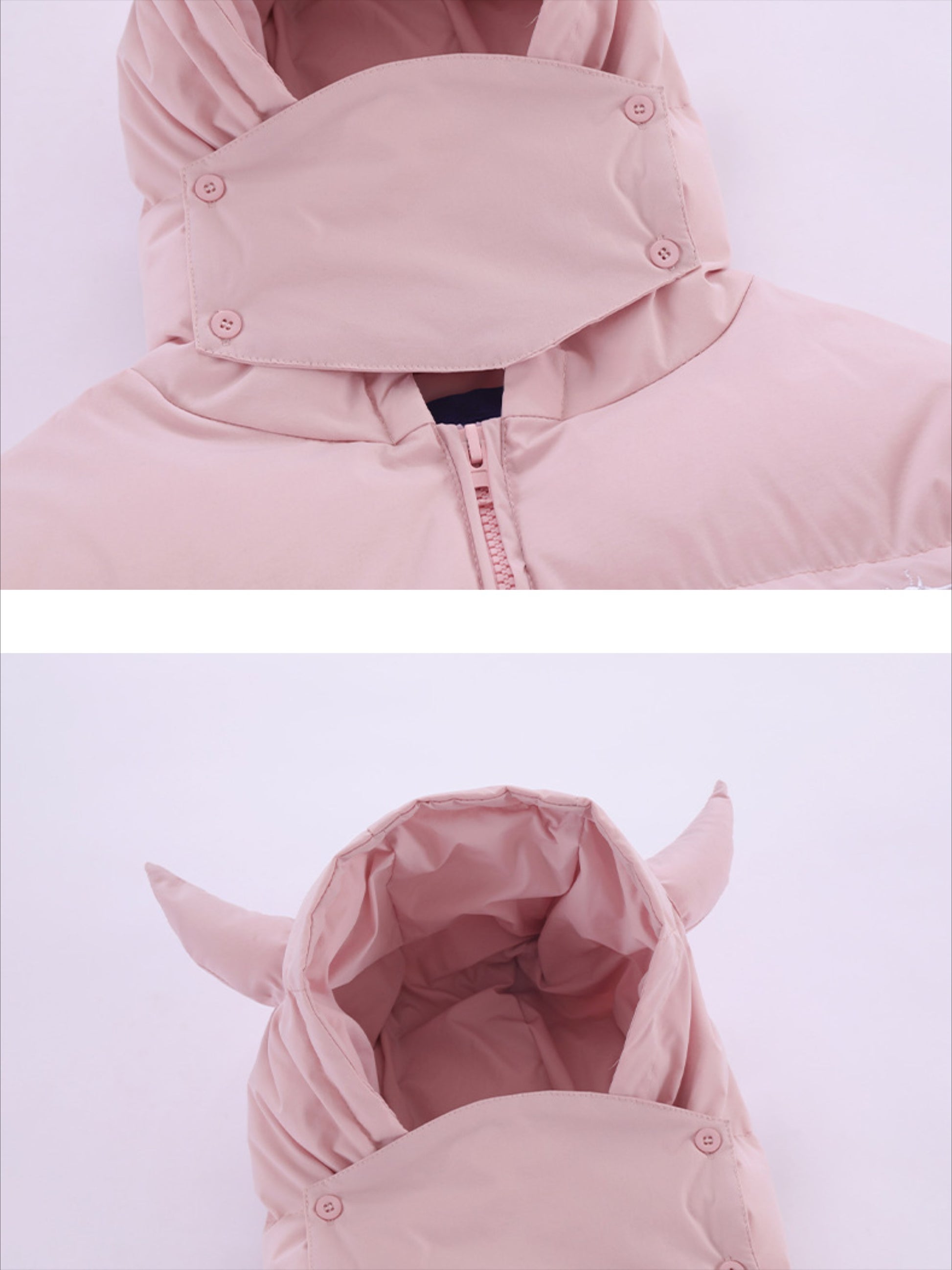 Horn Half-covered Hooded Puffer Coat