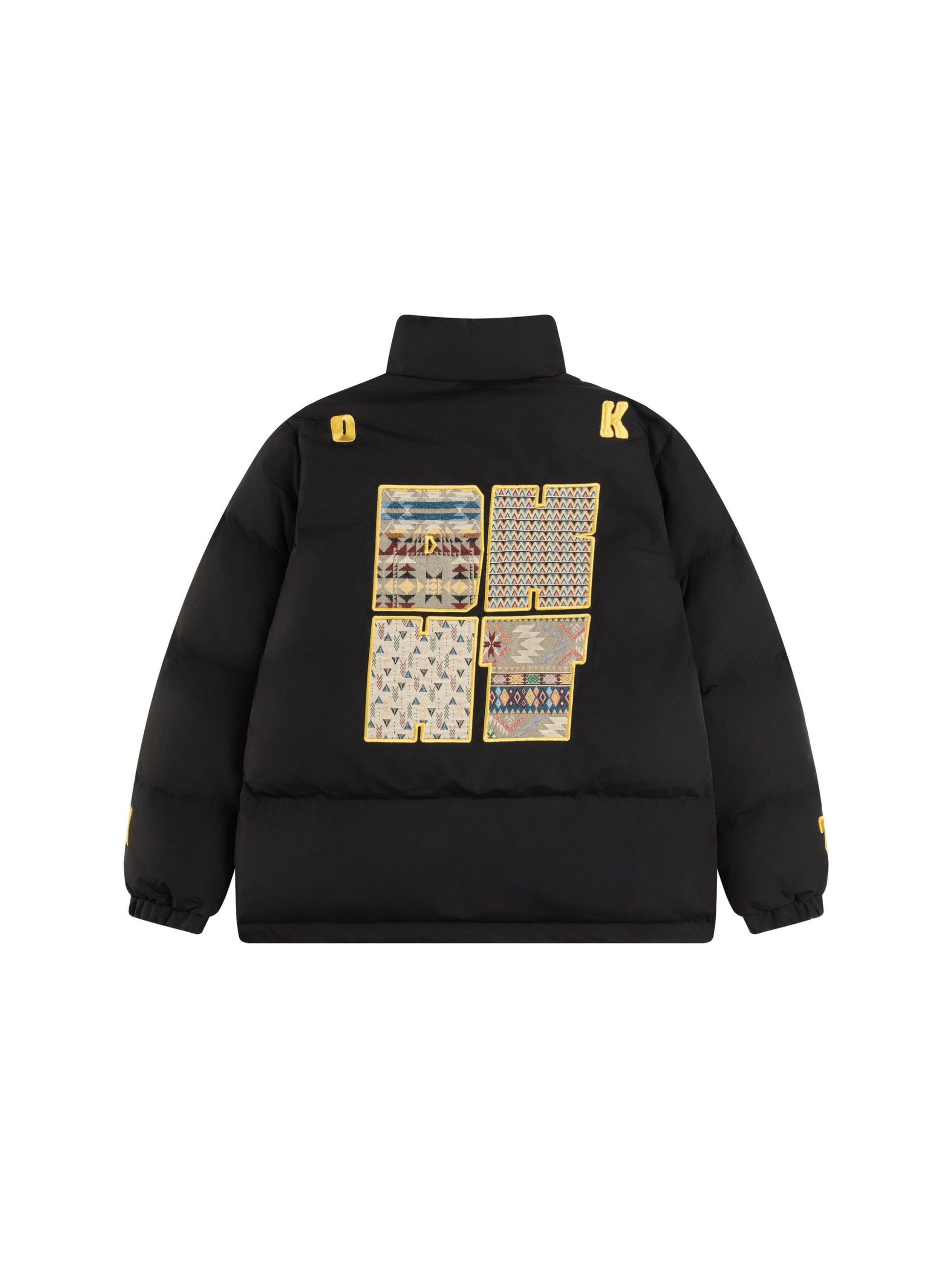 Lettering Embroidered Stand Collar Coat