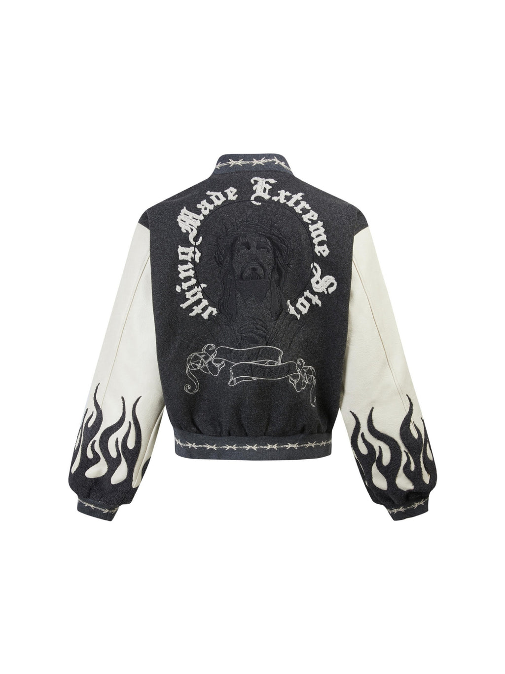 Vintage Embroidered Contrast Baseball Jacket