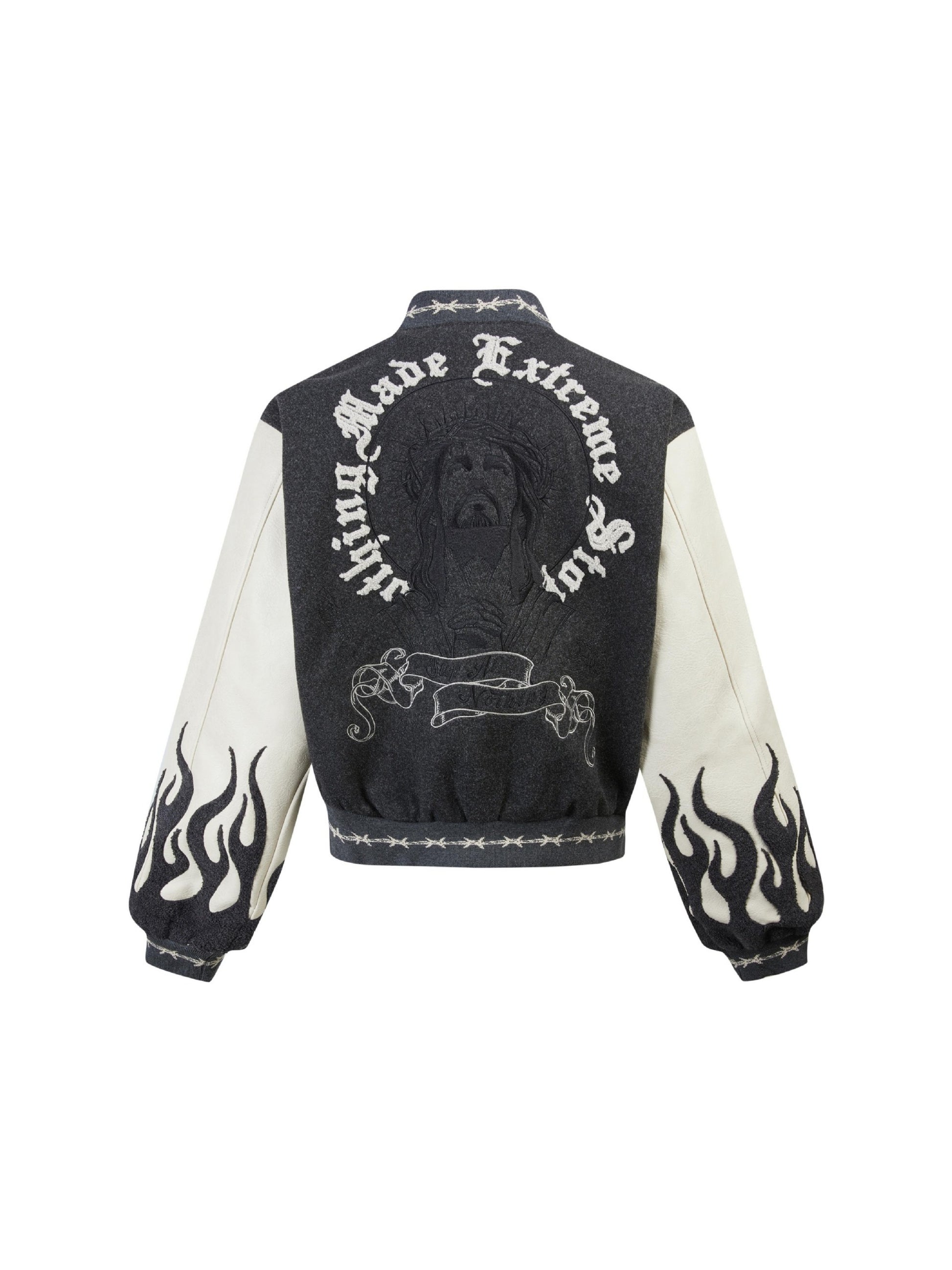 Vintage Embroidered Contrast Baseball Jacket