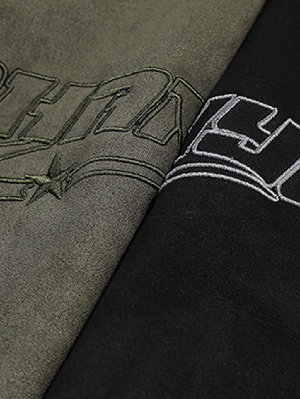 Disguisen Patchwork Contrasting Two-tone Raglan Embroidered Sweatshirt