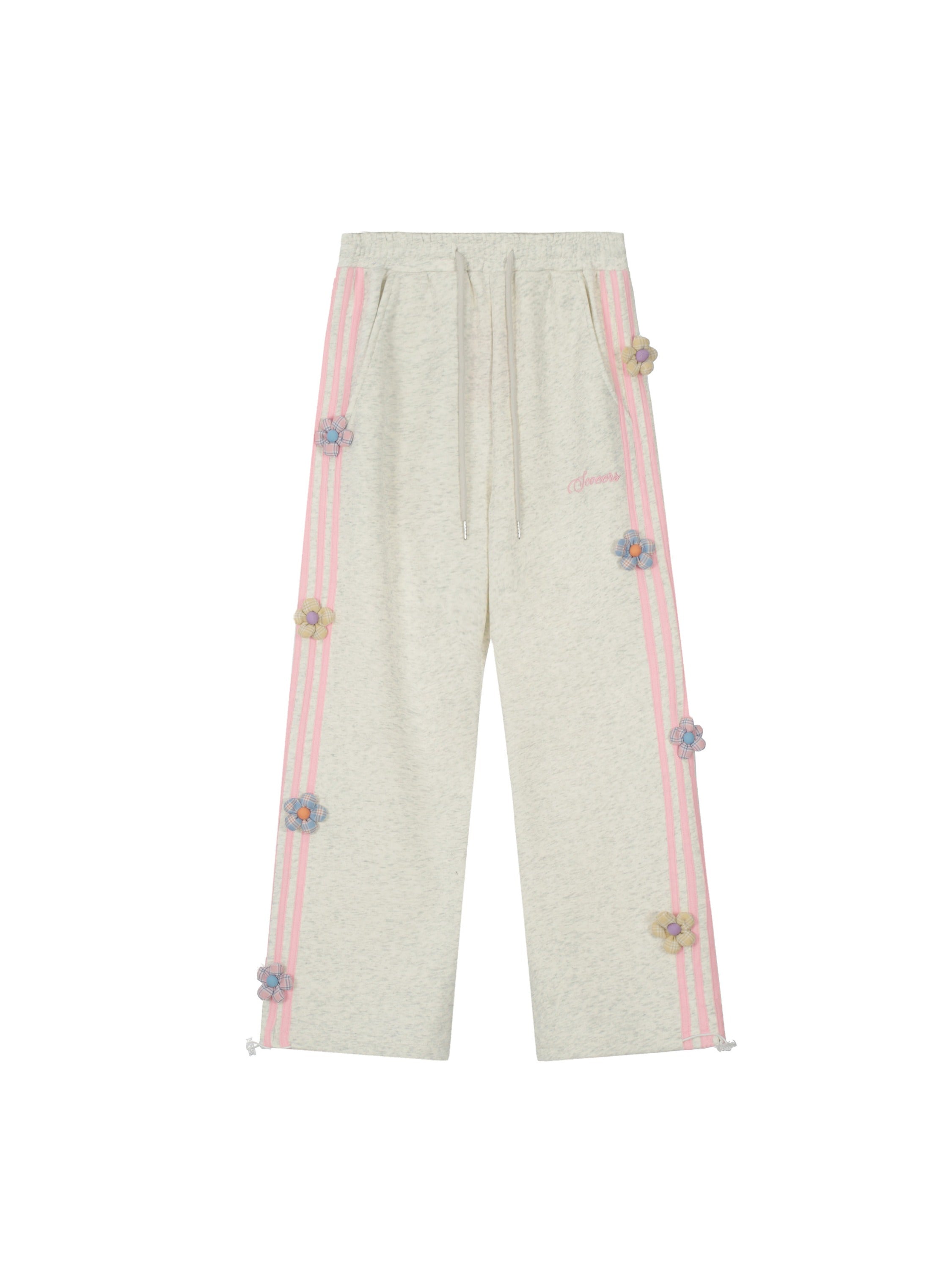 3D Flower Stripe Casual Pants