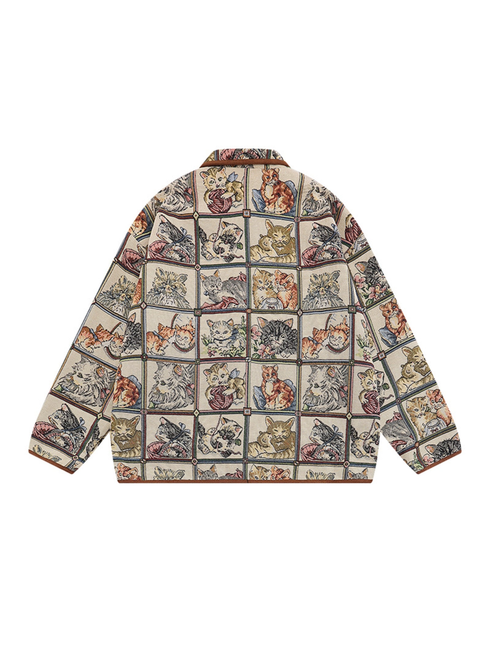 Vintage Cat Allover Jacquard Breasted Jacket