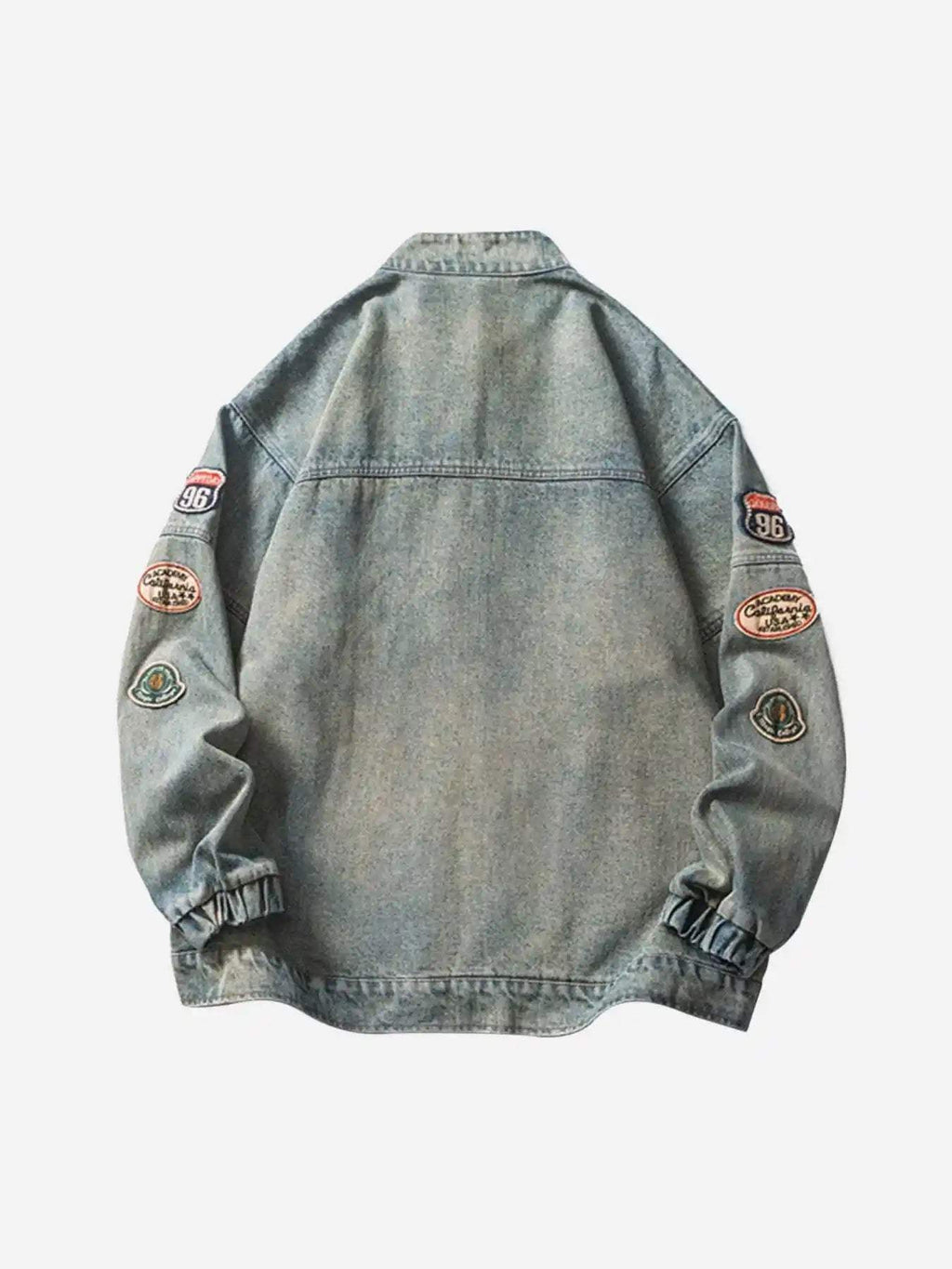 Disguisen Hip-hop Badge Embroidered Do-over Denim Jacket