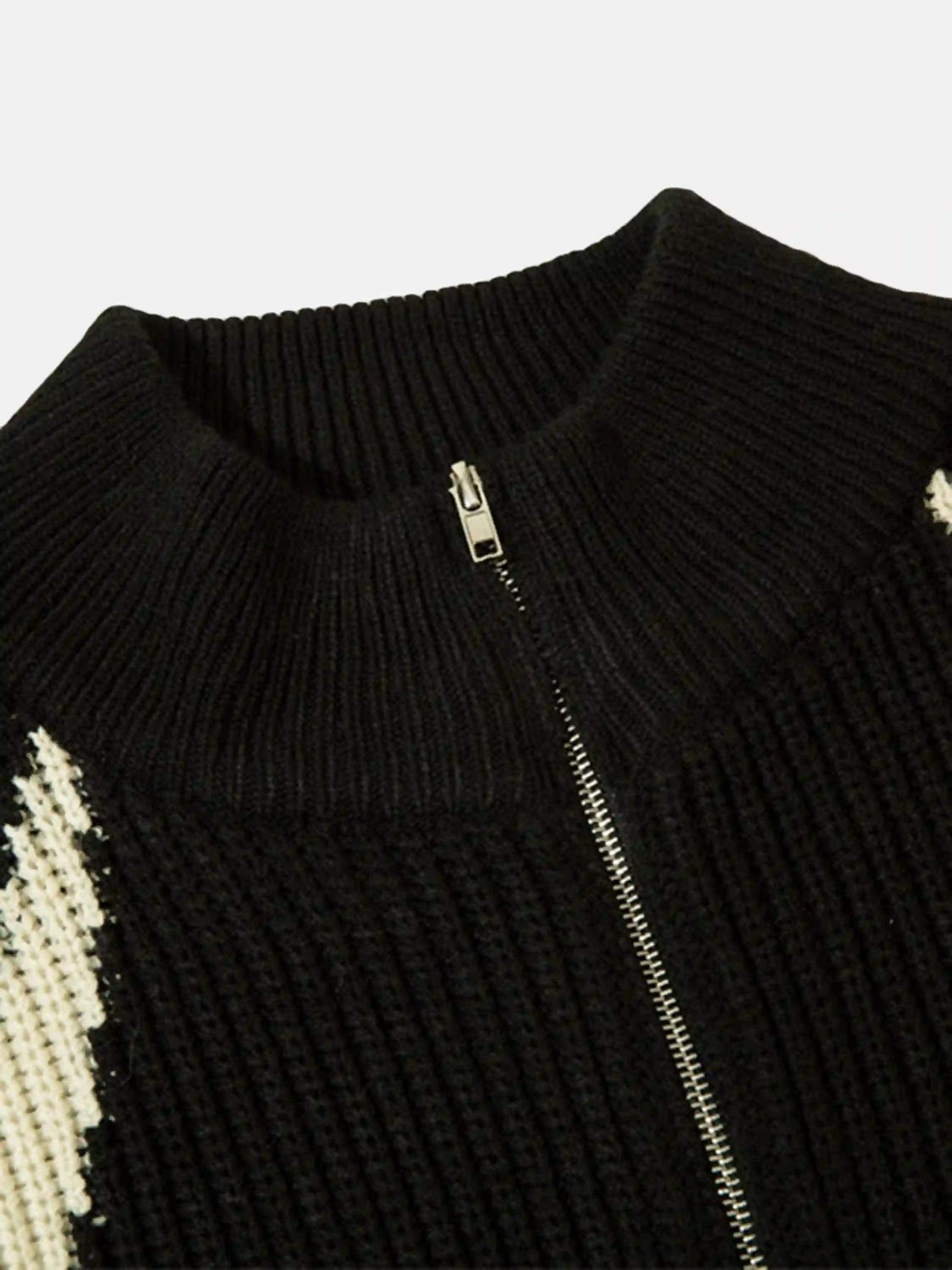 Disguisen American Style Color Blocking Zipper Cardigan
