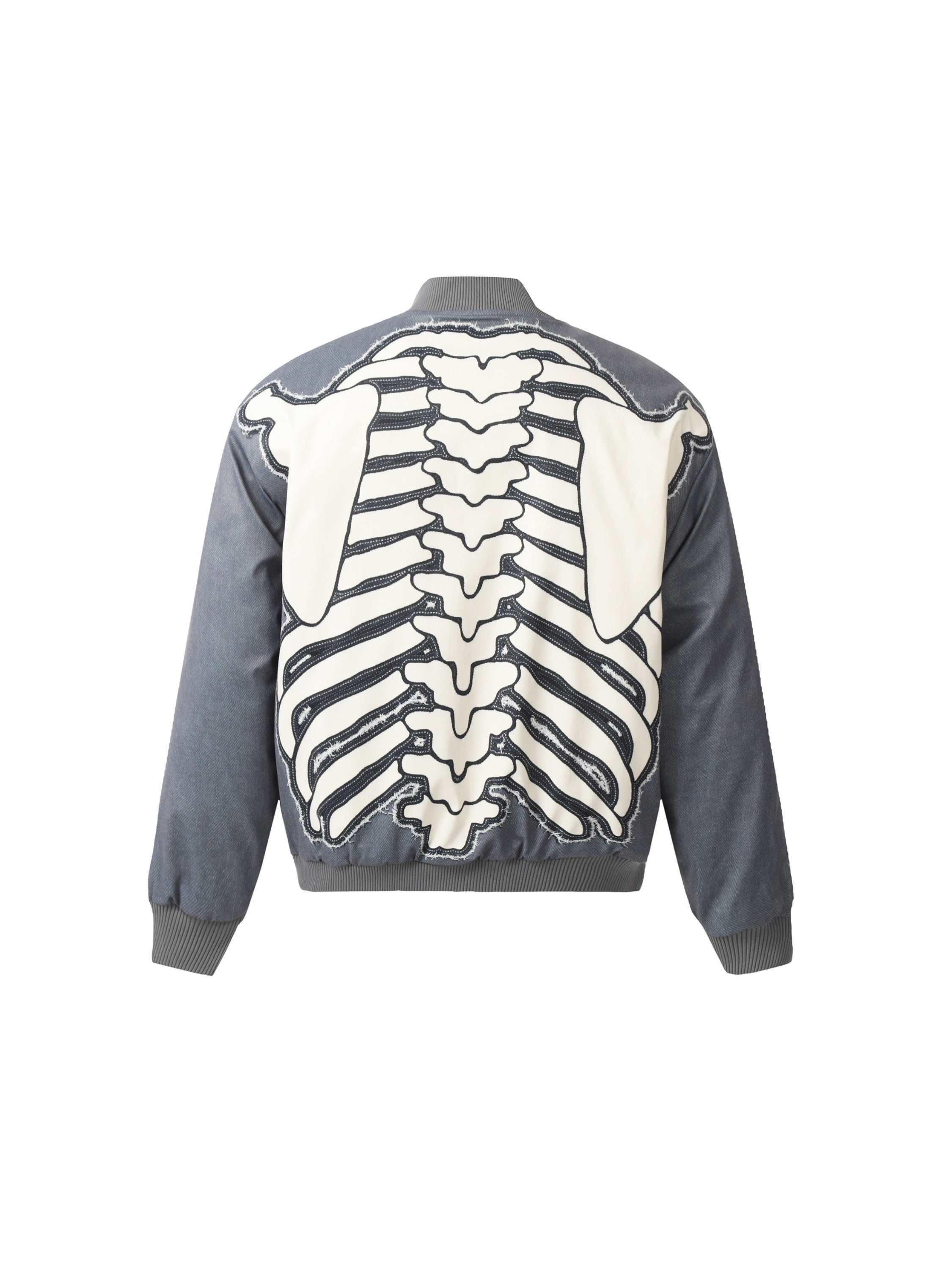 Vinatge Skull Skeleton Print Baseball Uniform Coat