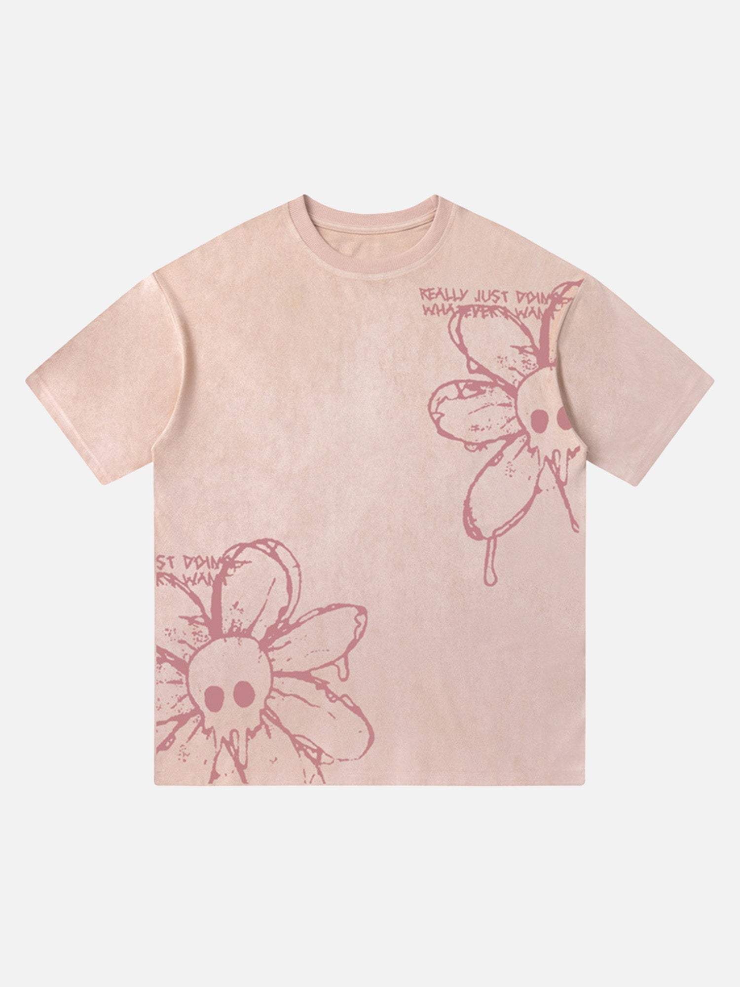 Disguisen American Retro Creative Skull Flower T-shirt