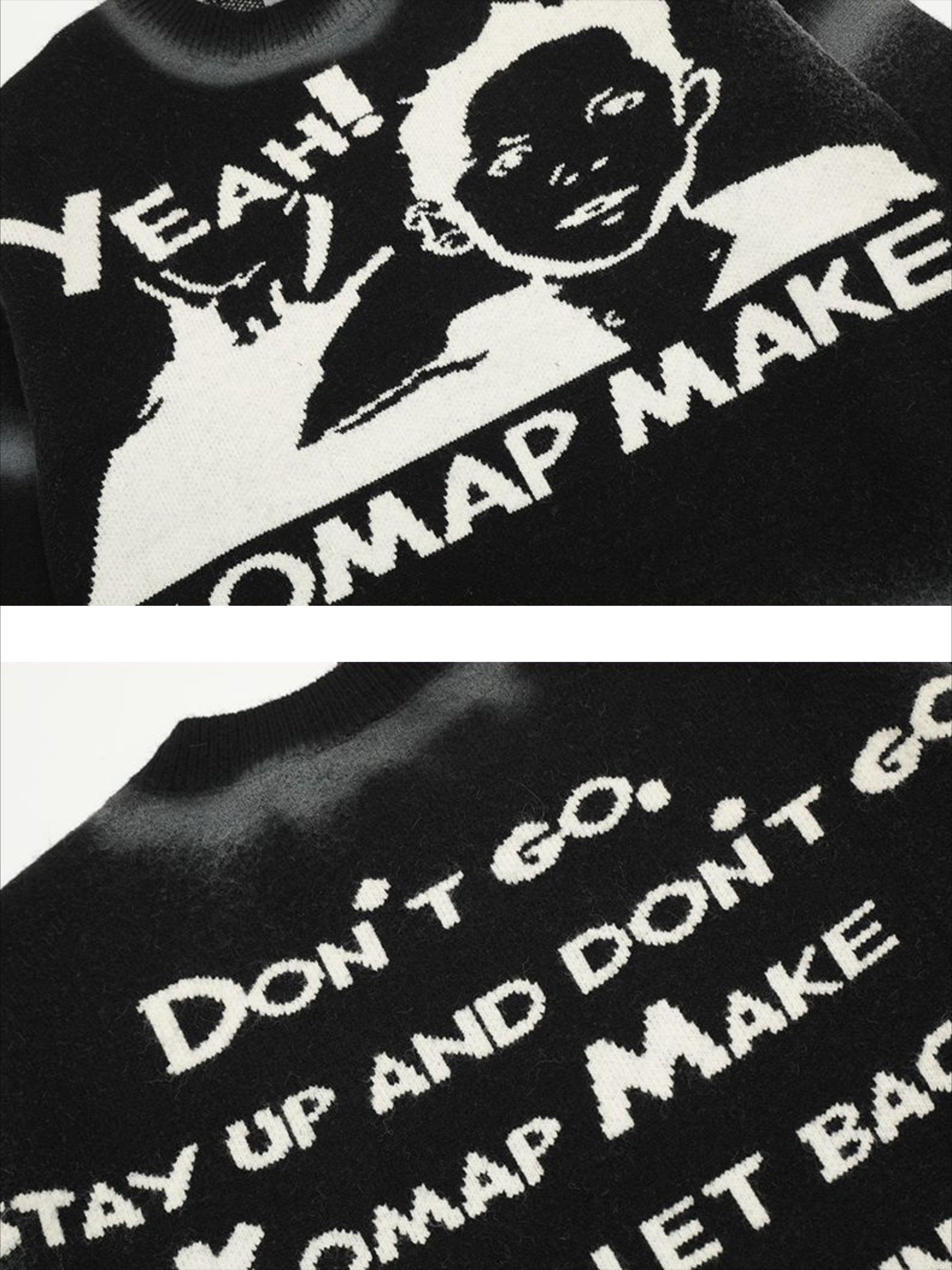 Retro character YEAH! sweater