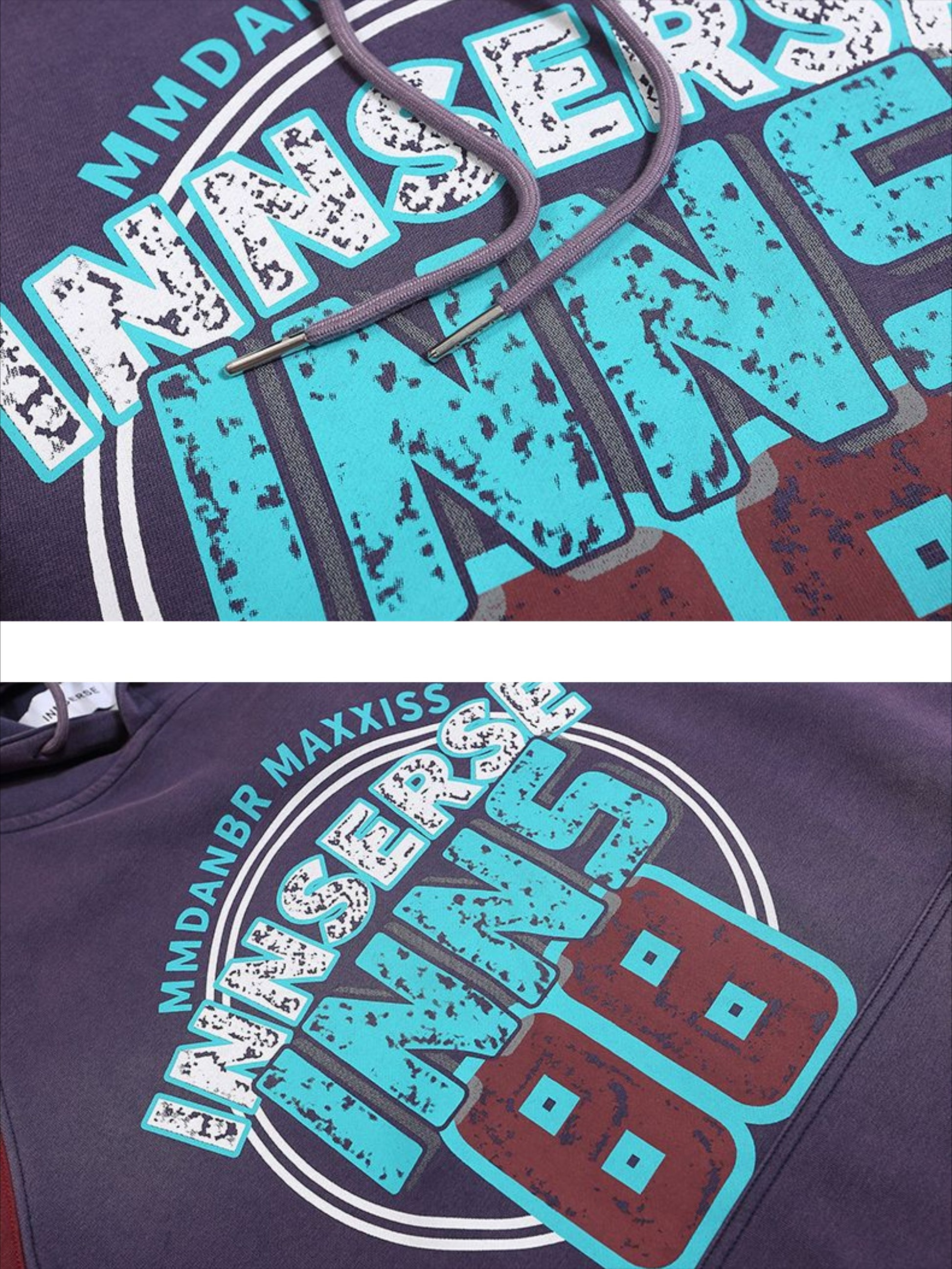 Vintage Contrast Color Panel Hoodie