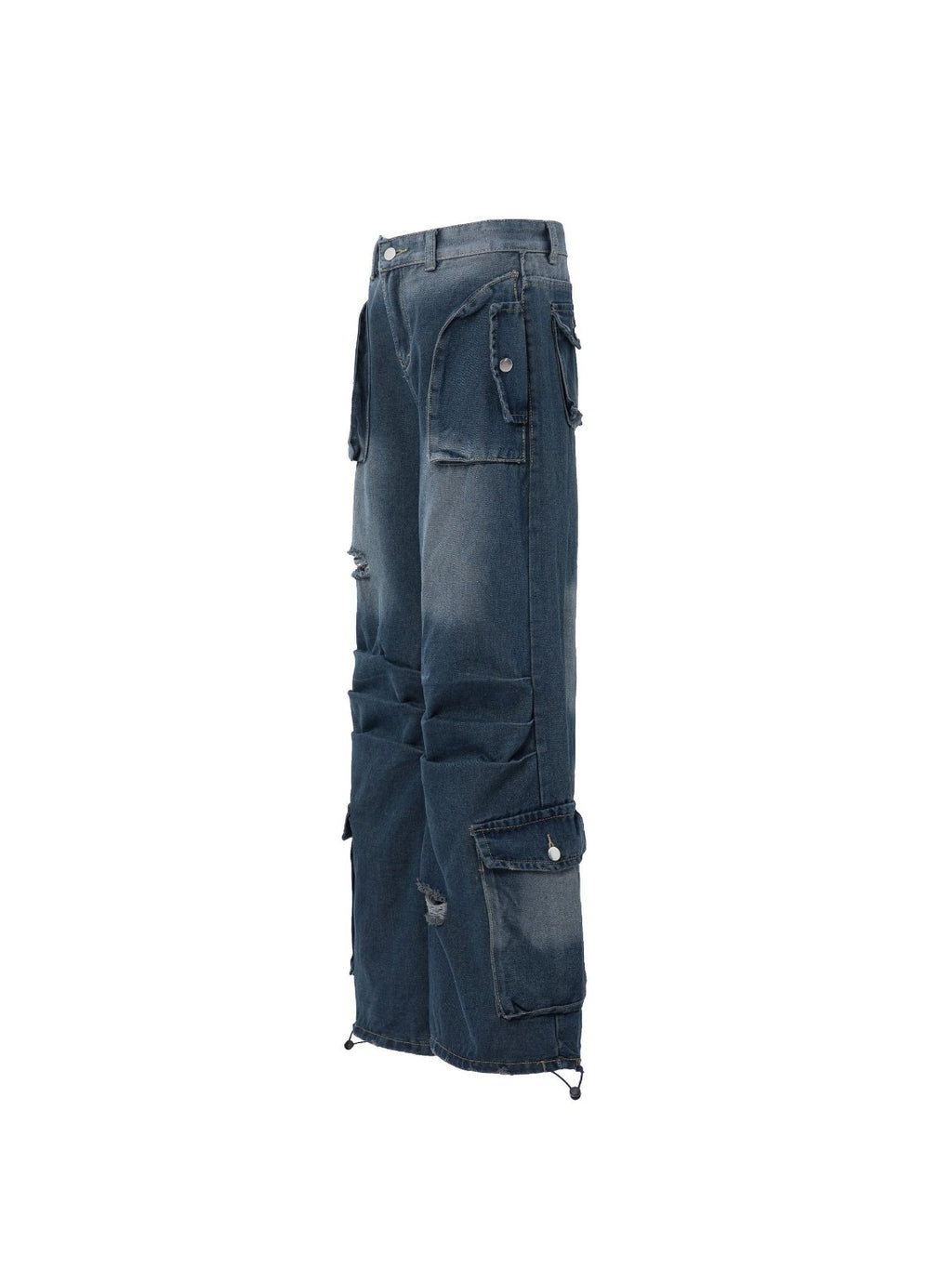 Vintage Washed Multi-pocket Jeans