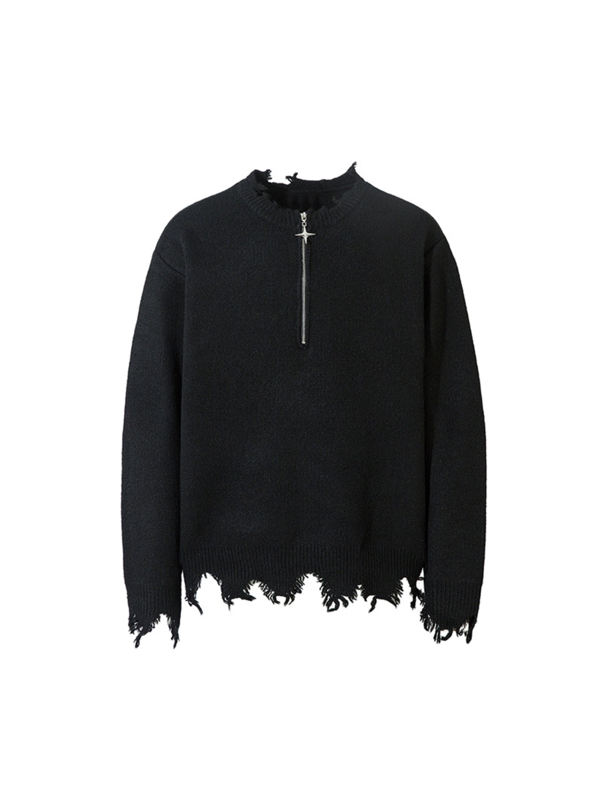 Solid Color Half Zipper Sweater
