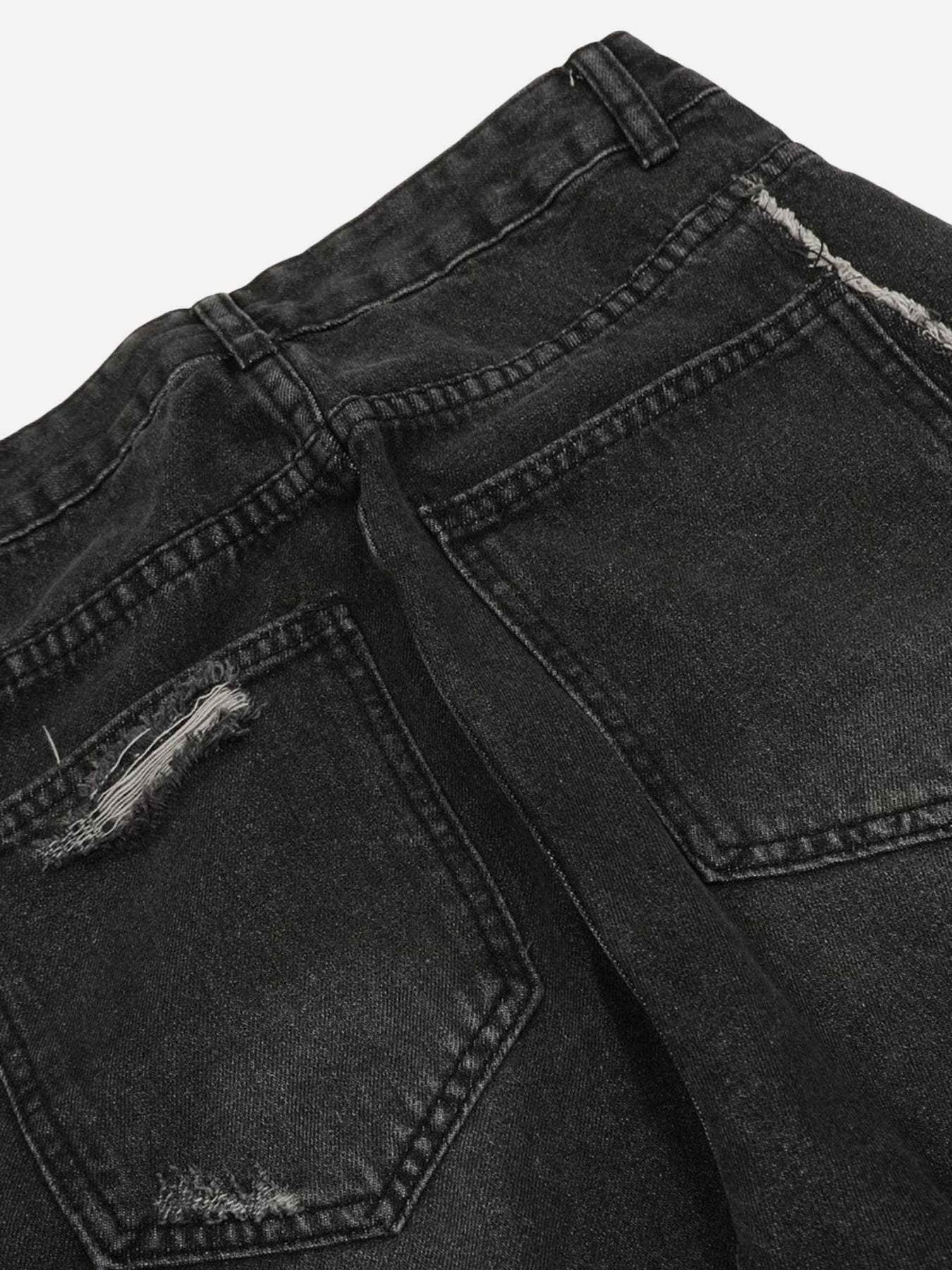 Washed Multi-pocket Work Cargo Jeans