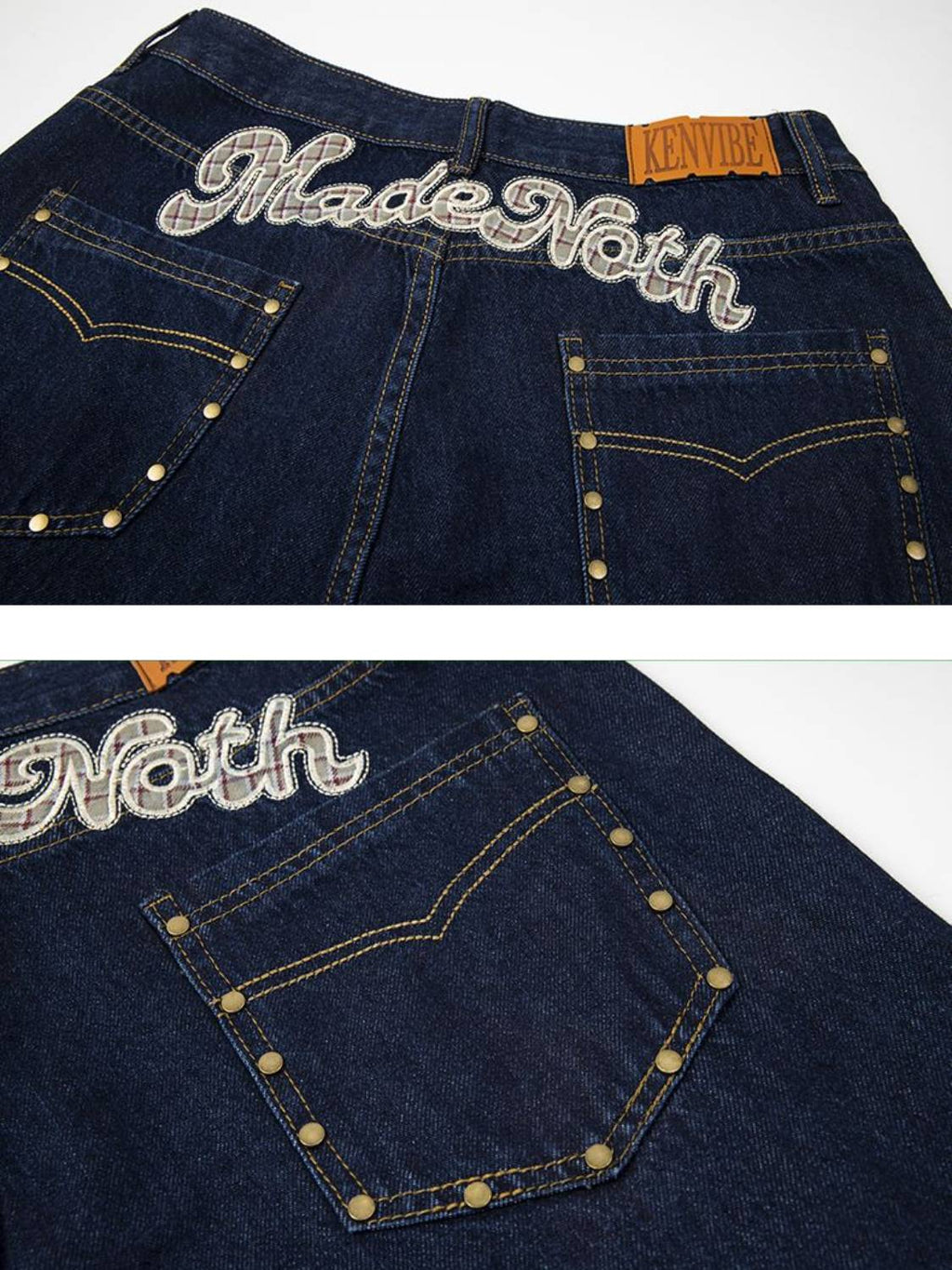 Plaid Panel Jeans