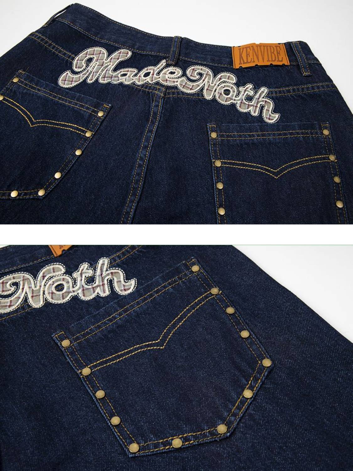 Plaid Panel Jeans
