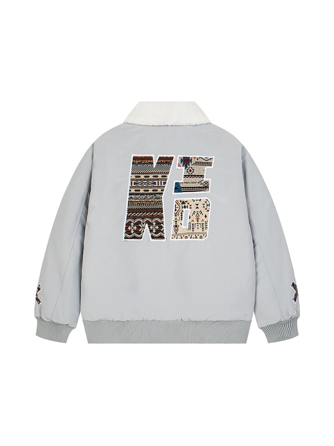 Splicing Embroidery Lamb Wool Flight Jacket