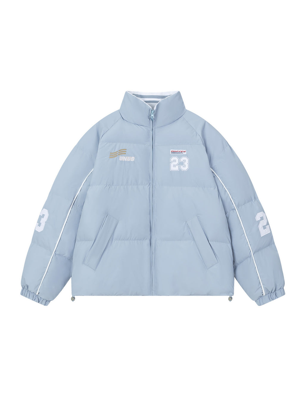 Vintage Alphabet Embroidery Zip-Up Coat